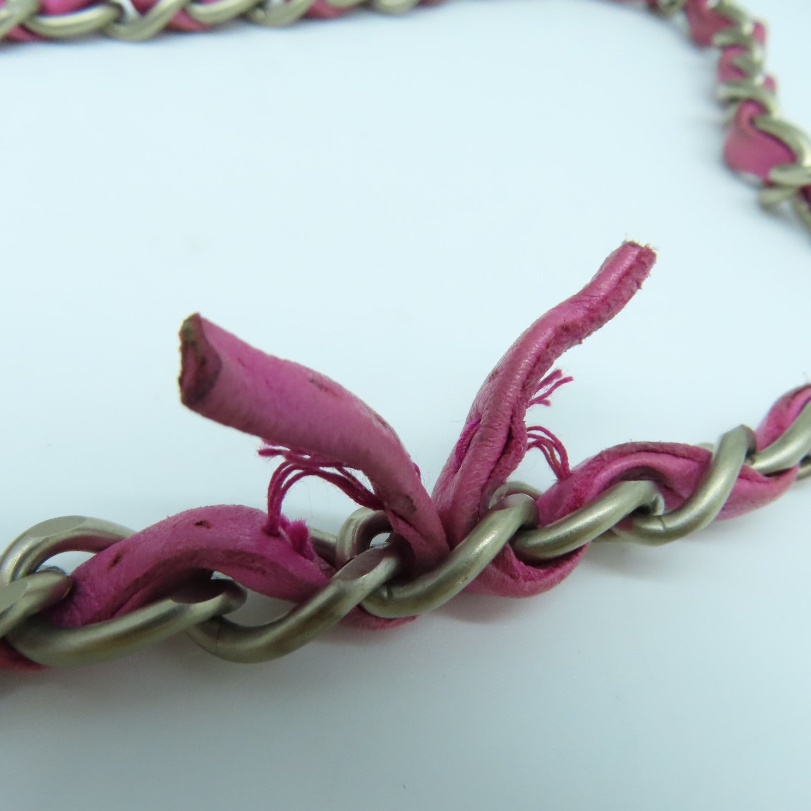 CHANEL 帆布Chain Shoulder银扣肩背袋黑色/粉红色/米色
