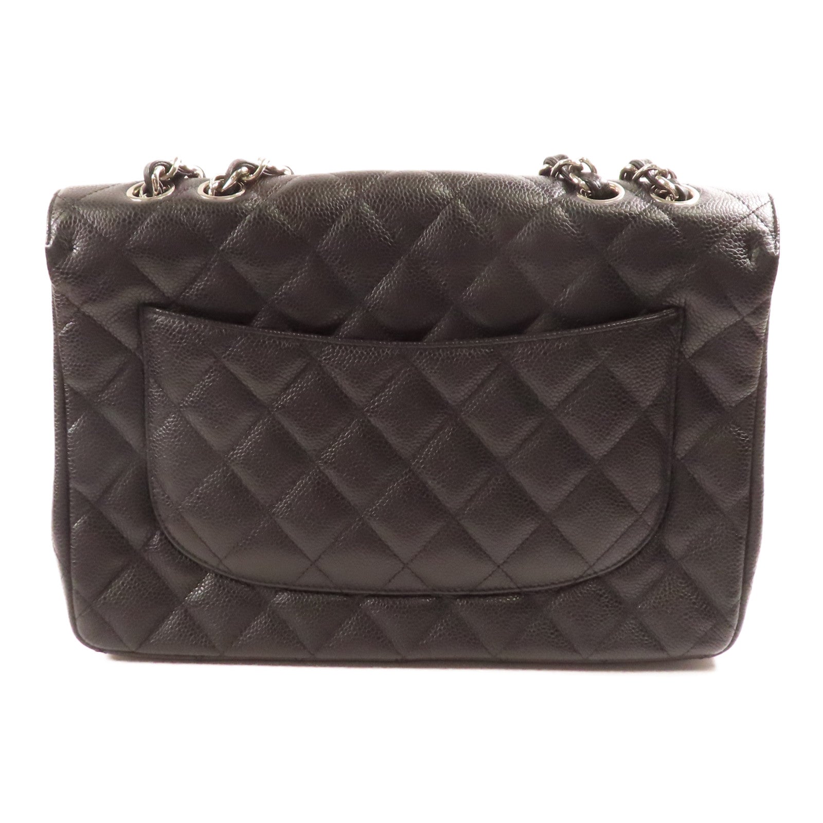 CHANEL 牛皮皮革Large Classic Single Flap銀扣鏈帶肩背袋