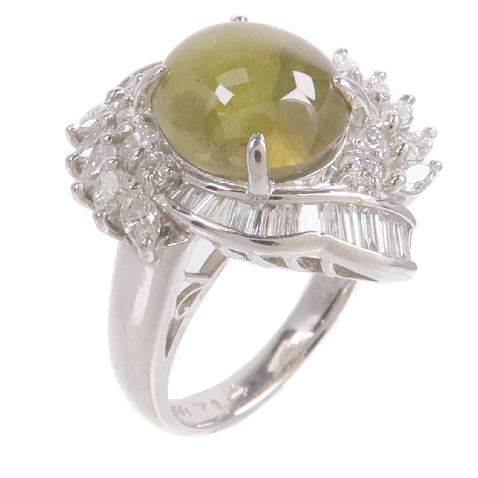 JEWELRY PT900鉑金Cat's Eye Diamond Ring貓眼石鑽石戒指