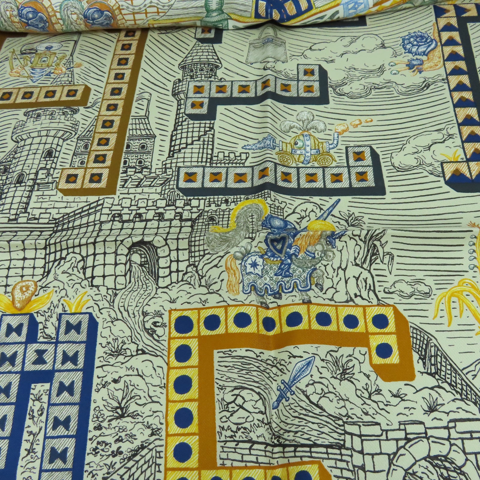 HERMES 【激減優惠】絲質Scarf 90x90絲巾深藍色/藍色