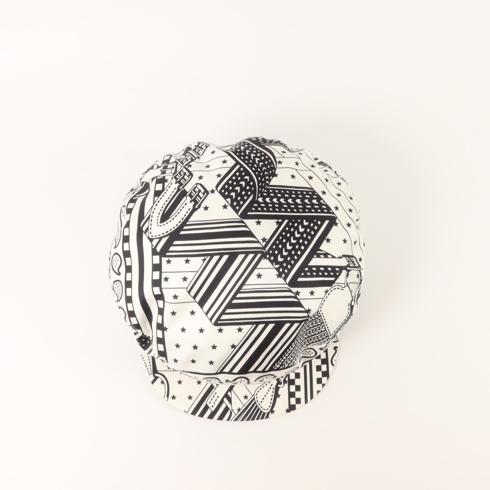 HERMES 絲質/棉質Iris Zigzag Deauville Hat帽子