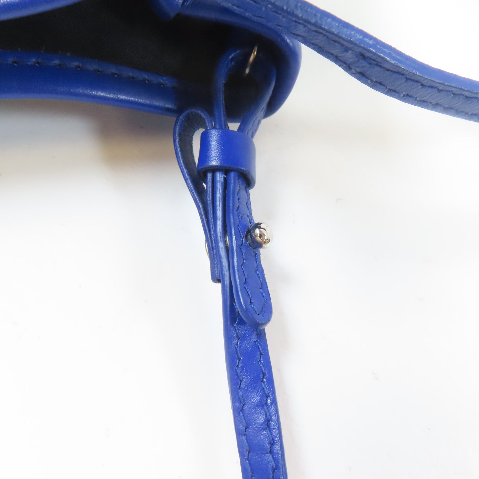 BALENCIAGA 帆布/皮革Xs Cabas銀扣手挽肩背兩用袋白色/藍色