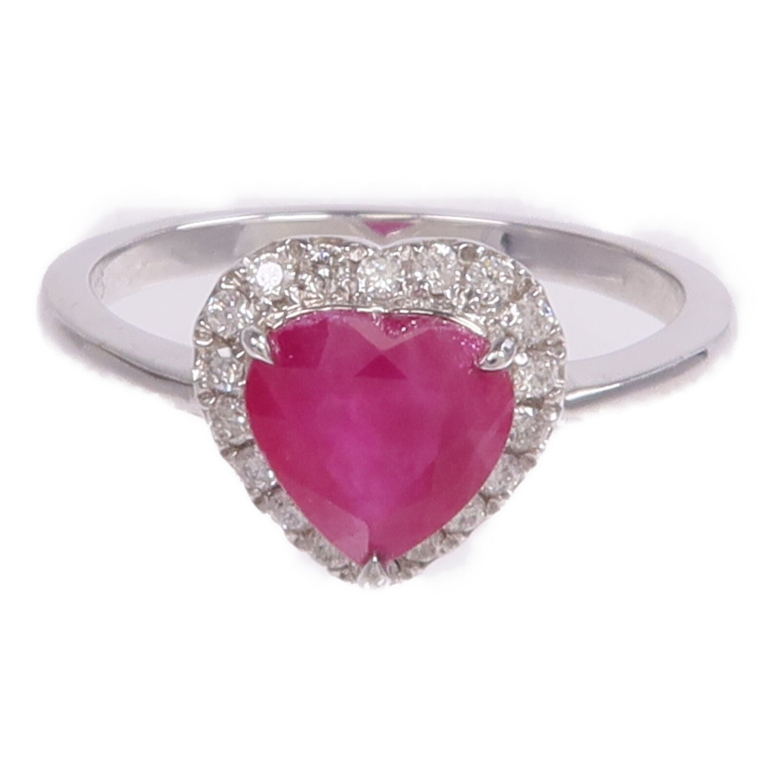 JEWELRY 9K白金Ruby Diamond Ring紅寶石/鑽石戒指US#6.75