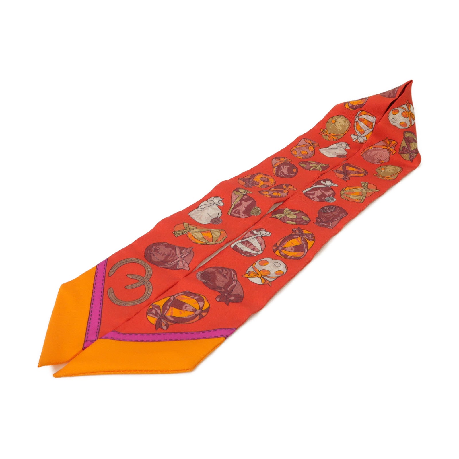 HERMES 【激減優惠】絲質Twilly絲巾紅色/粉紅色/橙色
