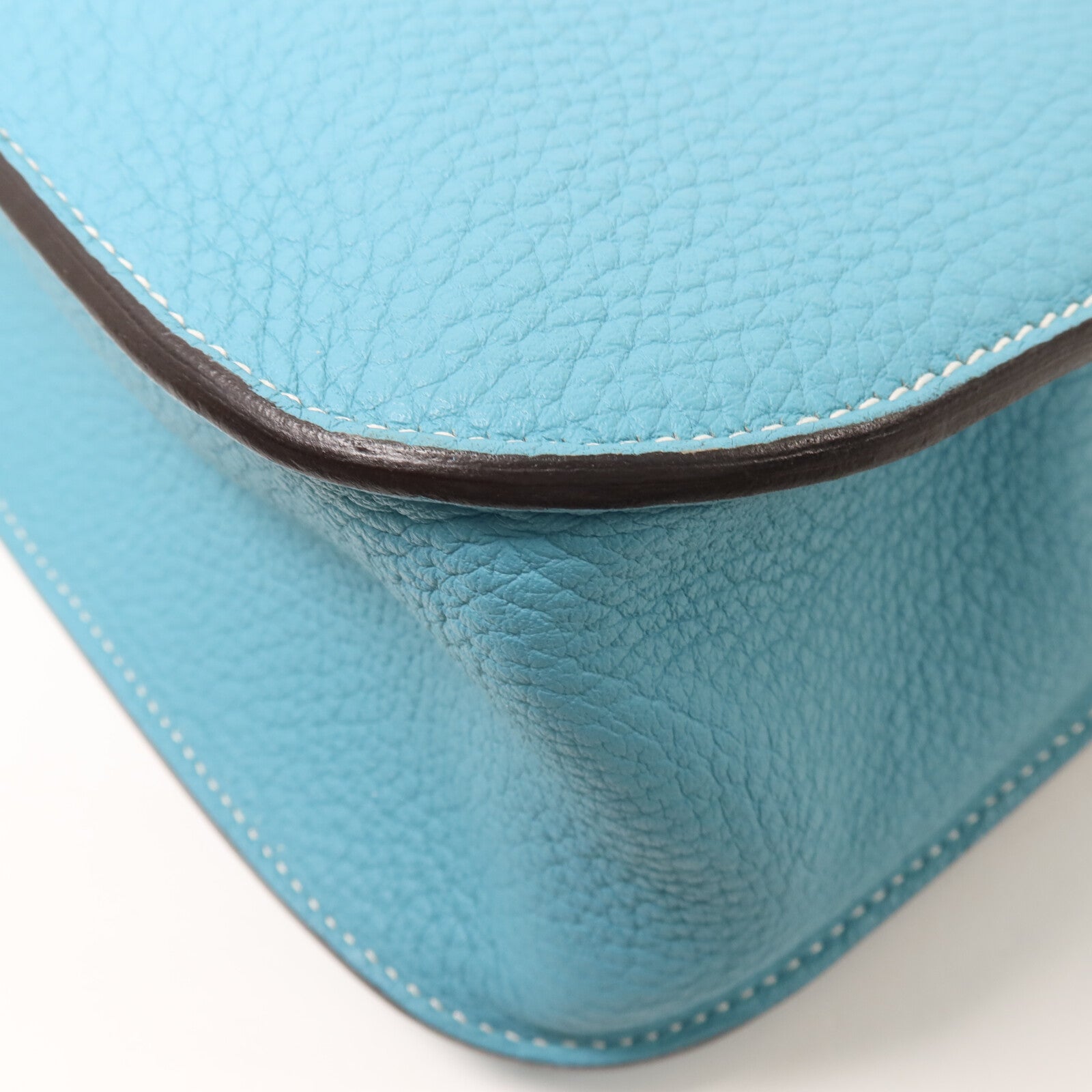 HERMES Clemence皮革Halzan 31手挽肩背兩用袋Bleu Saint Cyr