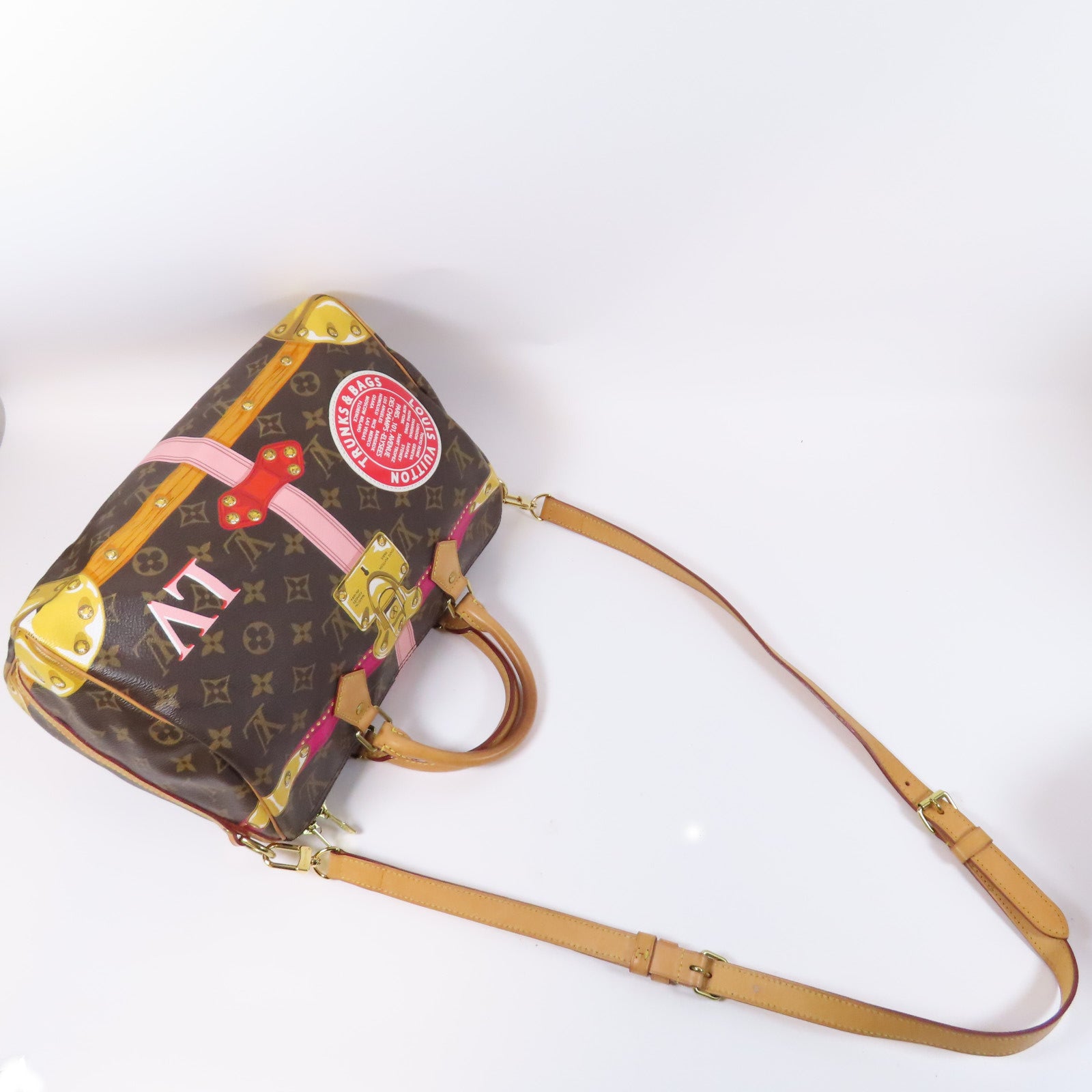 LOUIS VUITTON Monogram Summer Trunk Speedy 30金扣手挽肩背兩用袋啡色