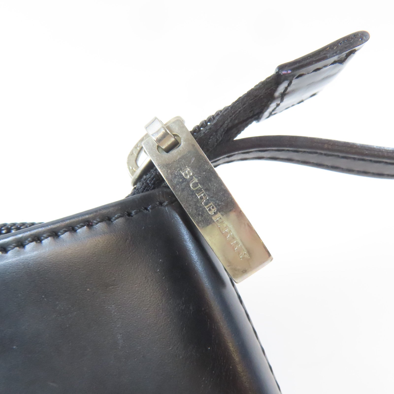 BURBERRY 牛皮皮革Shoulder Bag銀扣肩背袋黑色