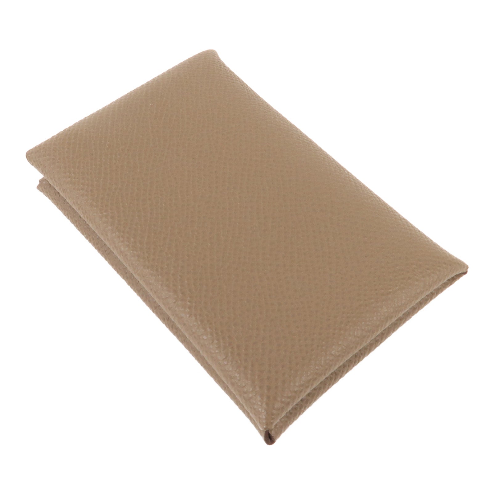 HERMES Epsom皮革Calvi Card Case銀扣卡套Etoupe