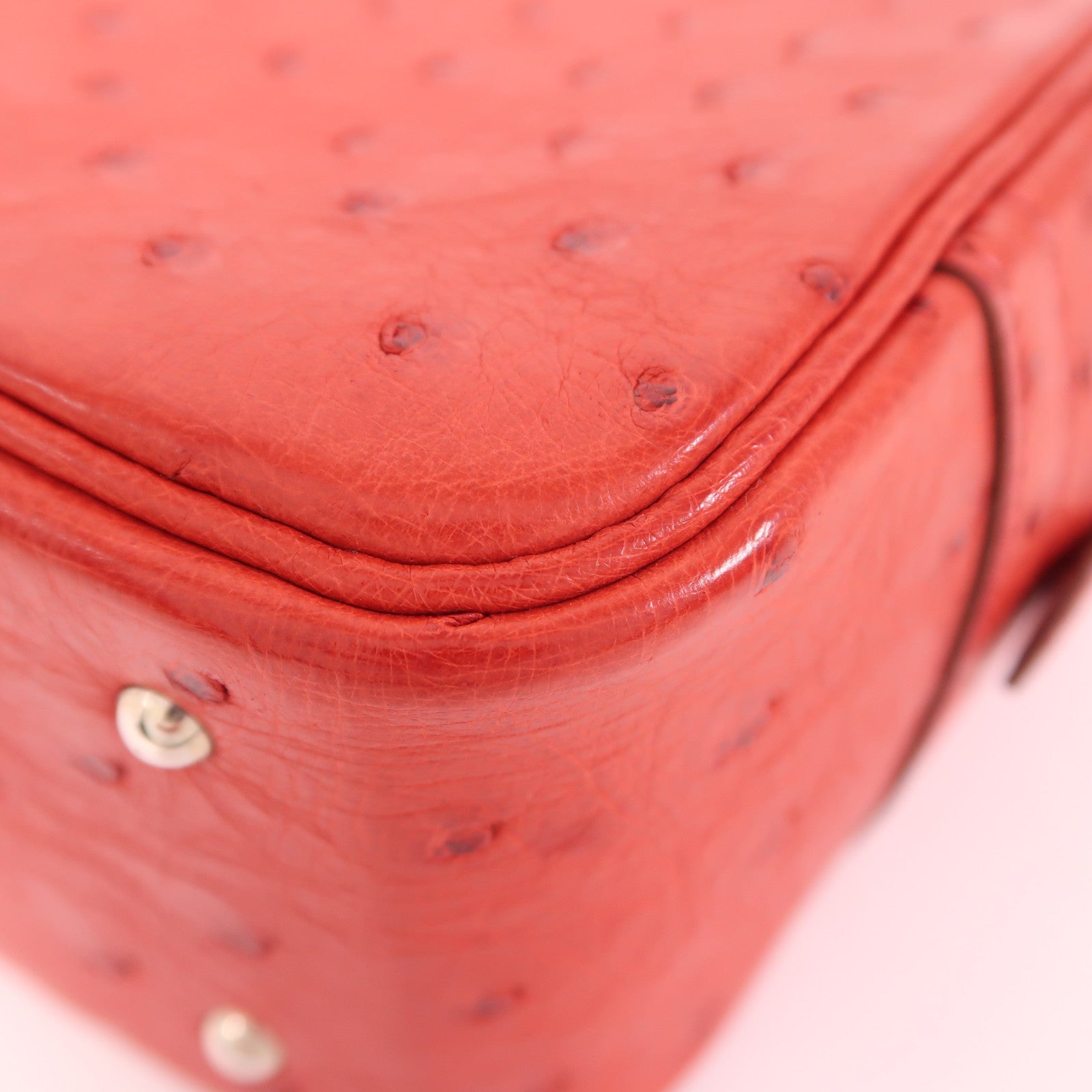 HERMES Ostrich皮革Plume Mini銀扣手挽袋