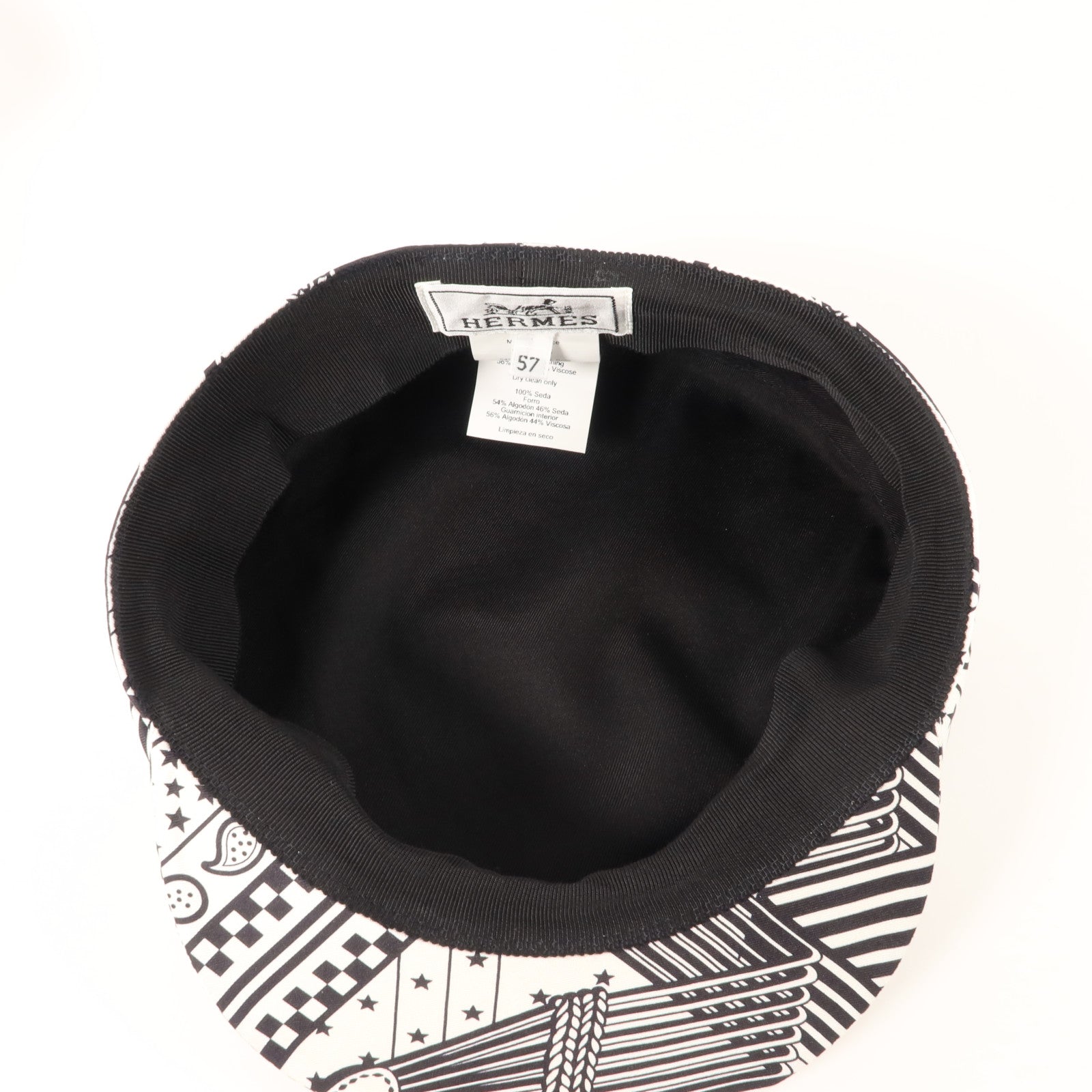 HERMES 絲質/棉質Iris Zigzag Deauville Hat帽子