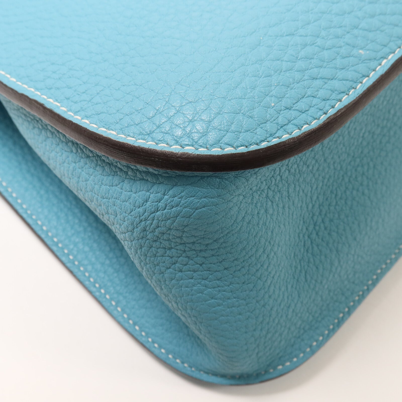 HERMES Clemence皮革Halzan 31手挽肩背兩用袋Bleu Saint Cyr