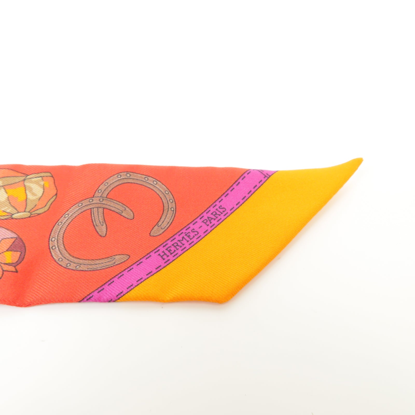 HERMES 【激減優惠】絲質Twilly絲巾紅色/粉紅色/橙色