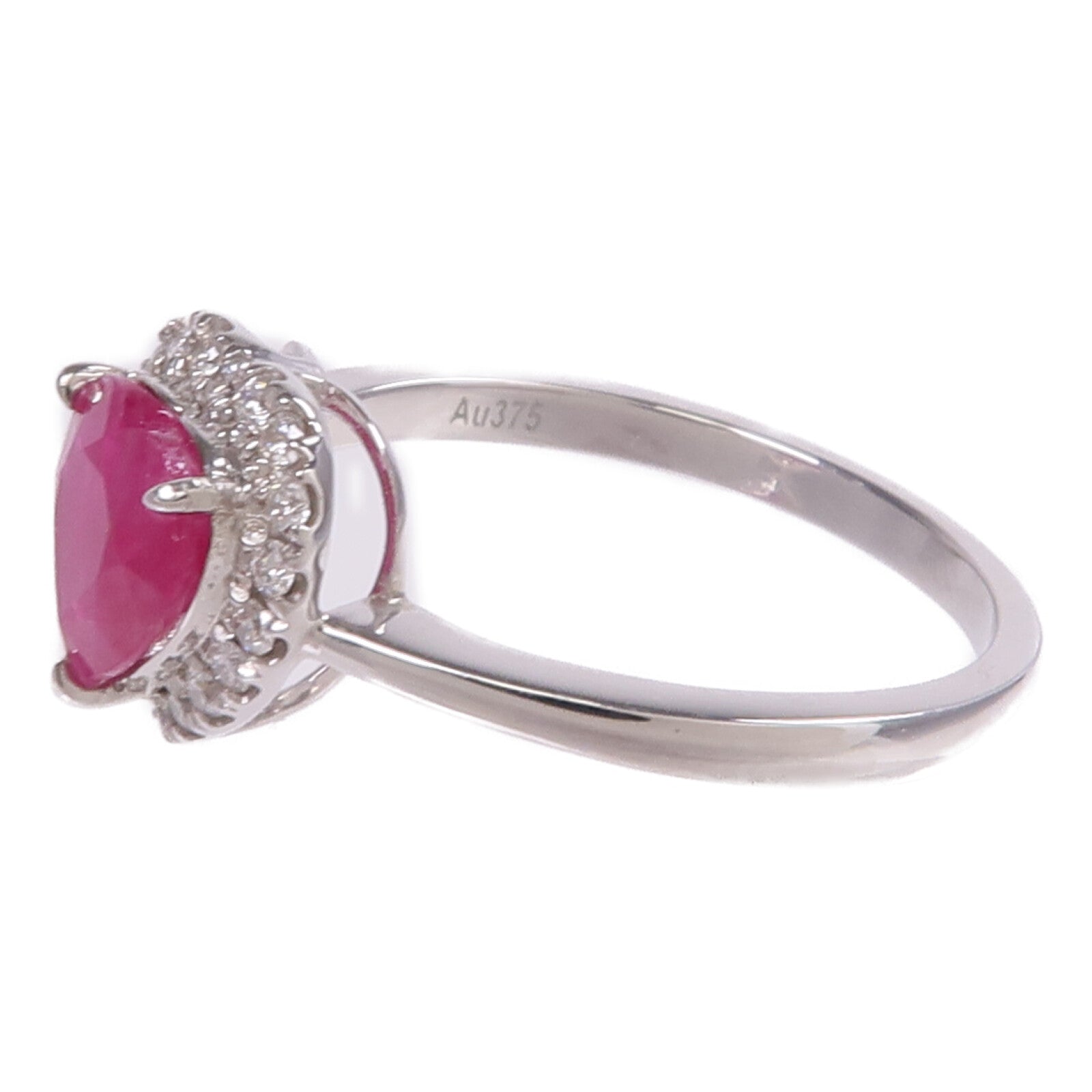JEWELRY 9K白金Ruby Diamond Ring紅寶石/鑽石戒指US#6.75