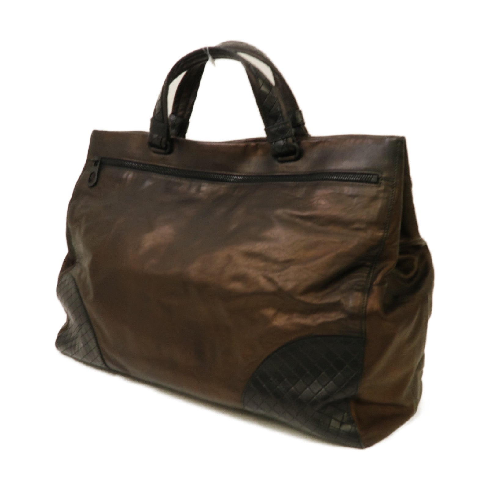 BOTTEGA VENETA 【激減優惠】牛皮皮革Tote Bag手挽袋啡色/黑色