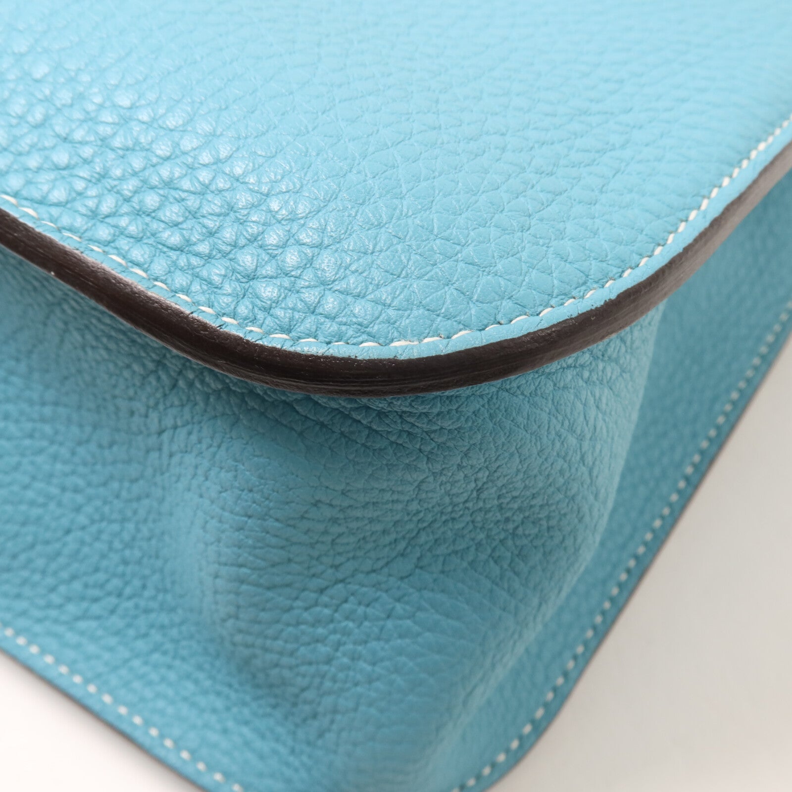 HERMES Clemence皮革Halzan 31手挽肩背兩用袋Bleu Saint Cyr