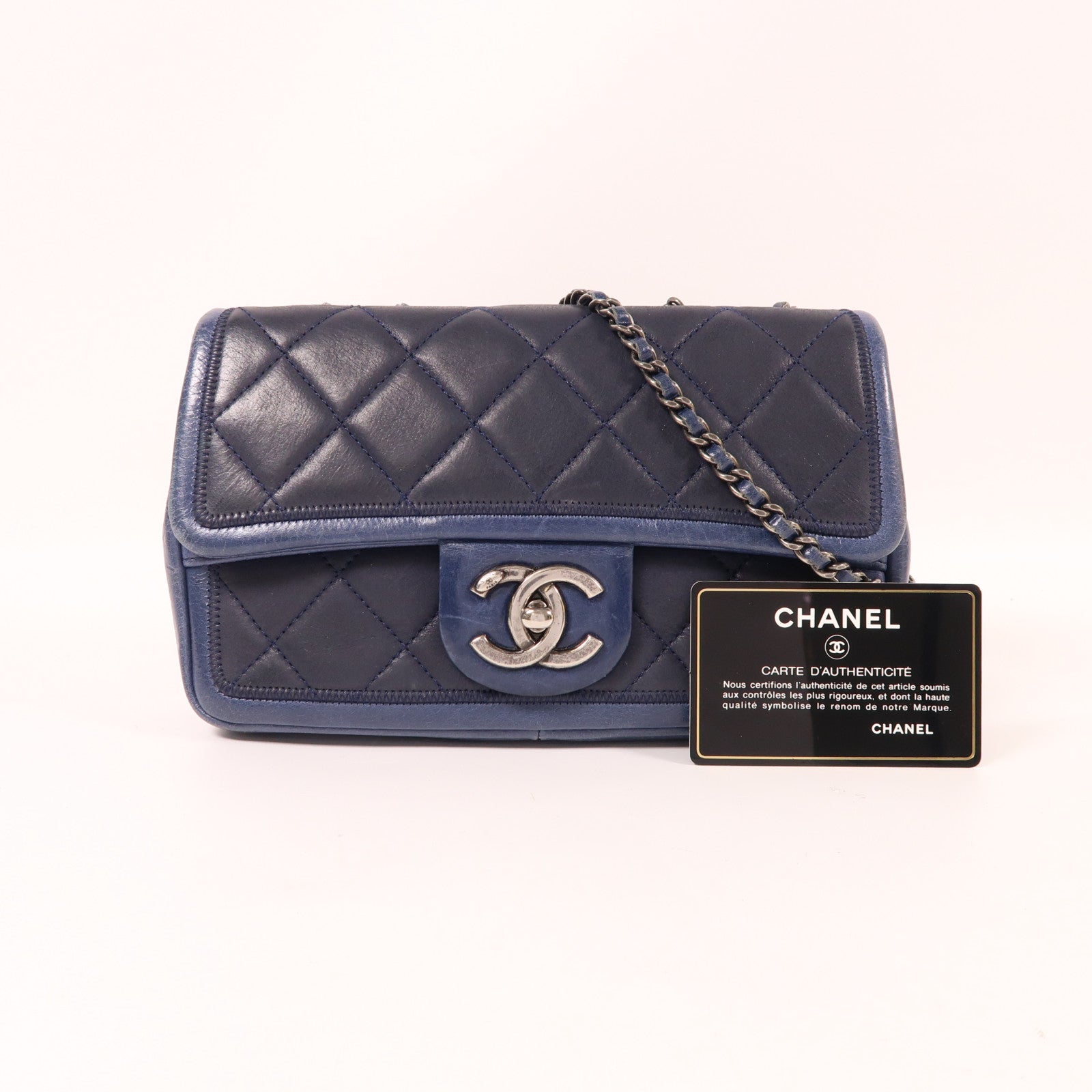 CHANEL 牛皮皮革Chain Shoulder銀扣鏈帶肩背袋
