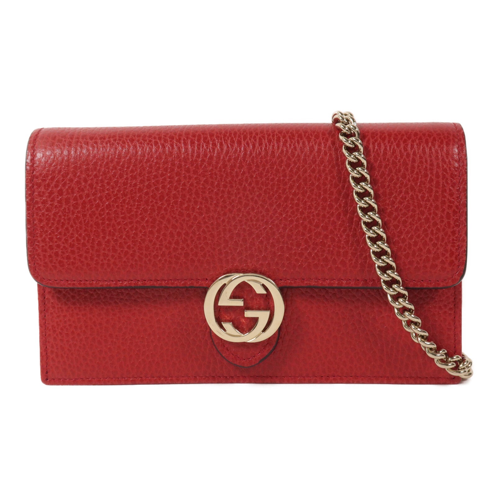 GUCCI 牛皮皮革Interlocking G Wallet On Chain鏈帶肩背袋