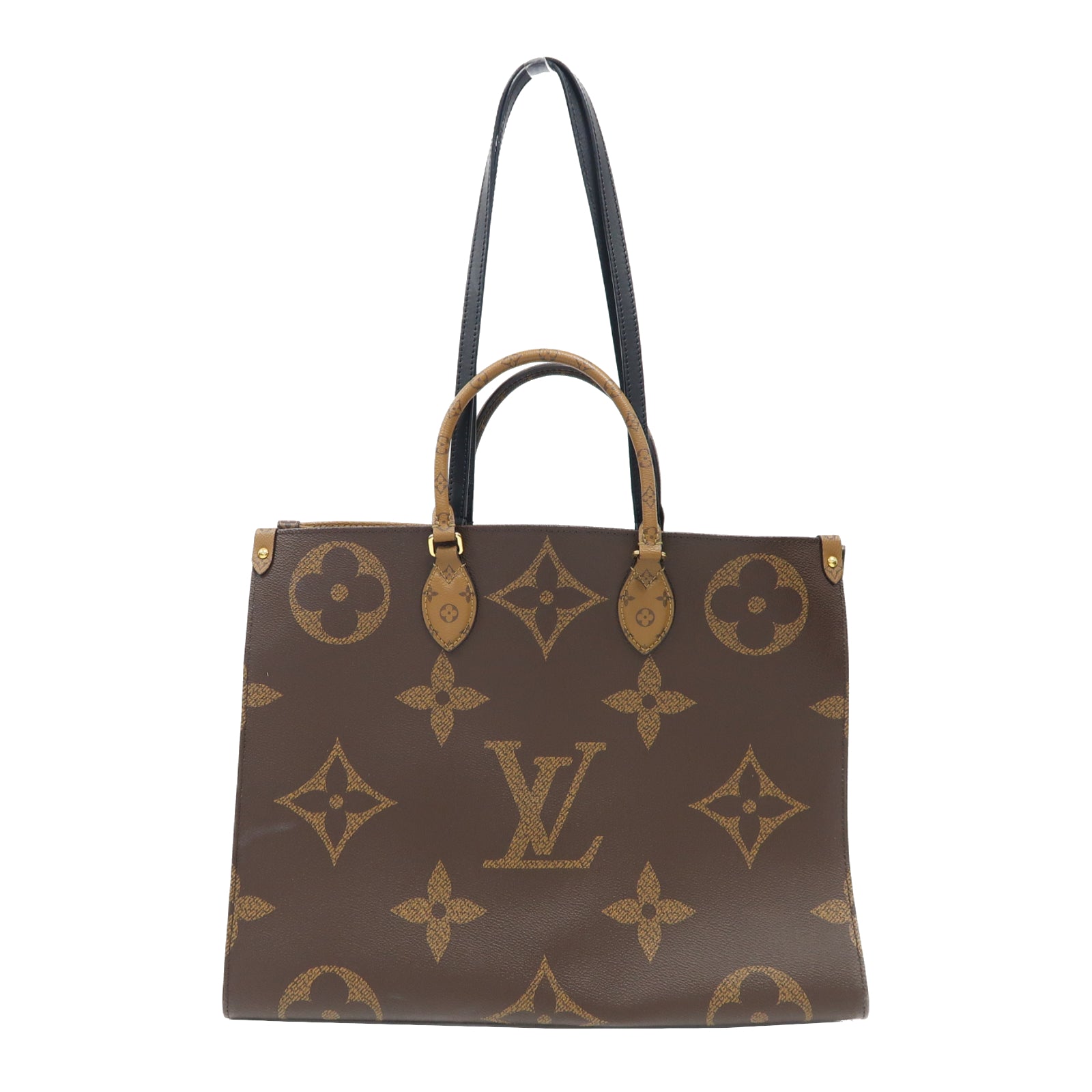 LOUIS VUITTON 【激減優惠】Monogram Giant Reverse On The Go GM金扣手挽肩背兩用袋啡色