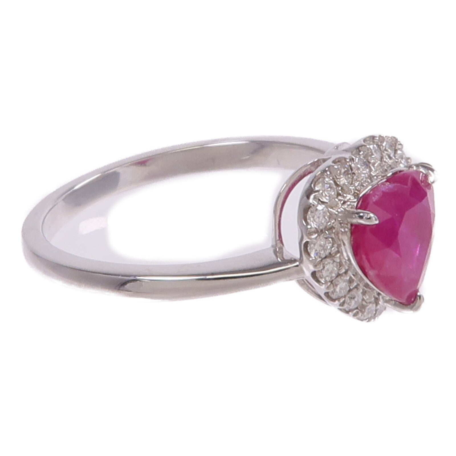 JEWELRY 9K白金Ruby Diamond Ring紅寶石/鑽石戒指US#6.75
