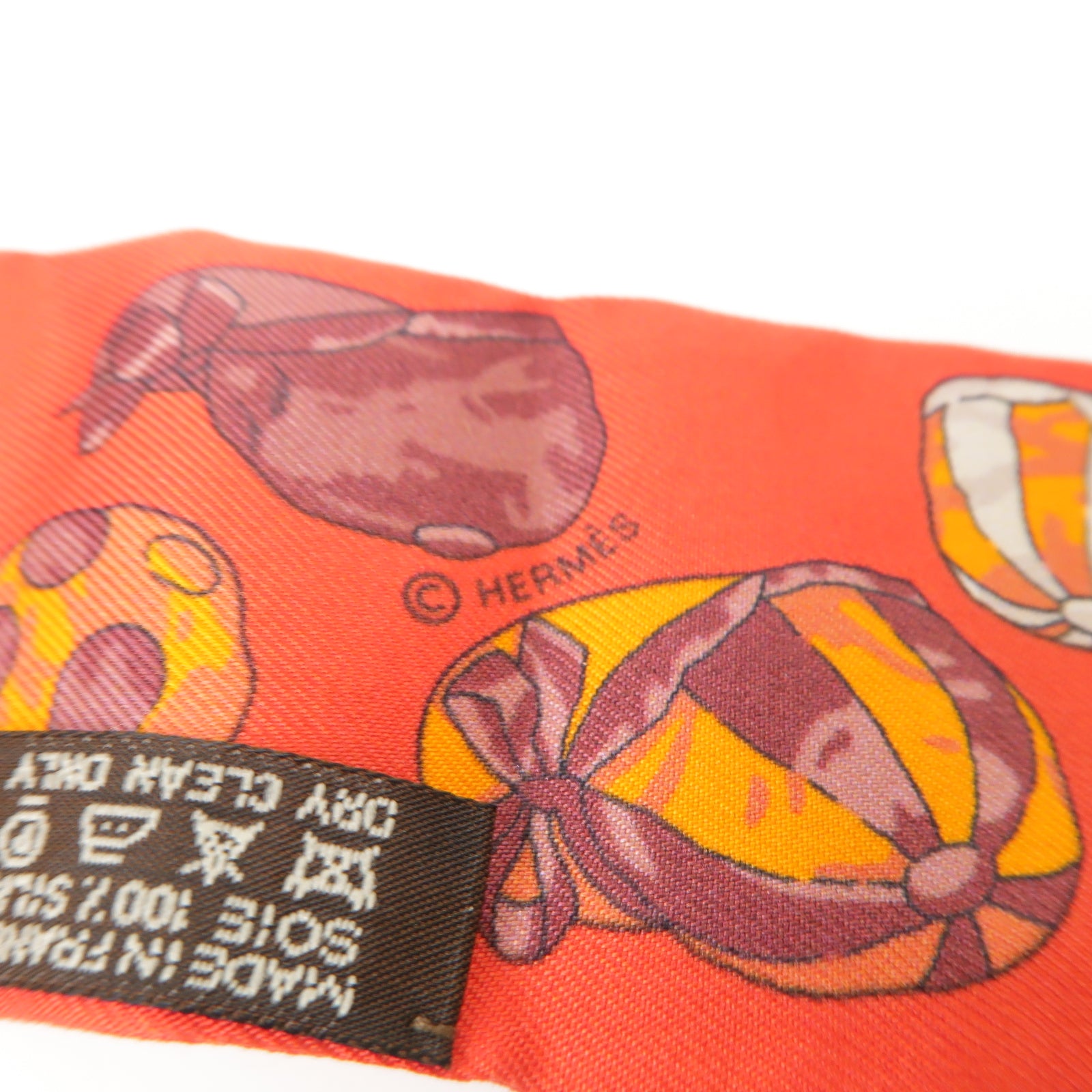 HERMES 【激減優惠】絲質Twilly絲巾紅色/粉紅色/橙色