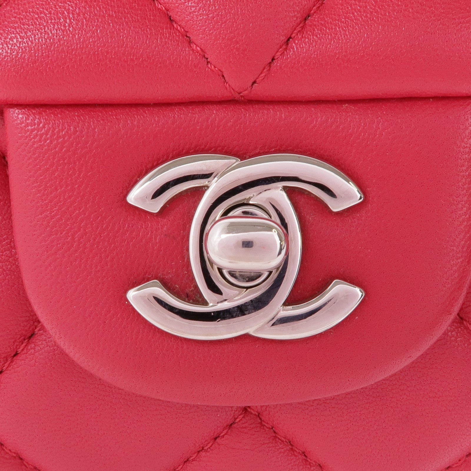 CHANEL 羊皮皮革Chain Shoulder銀扣鏈帶肩背袋