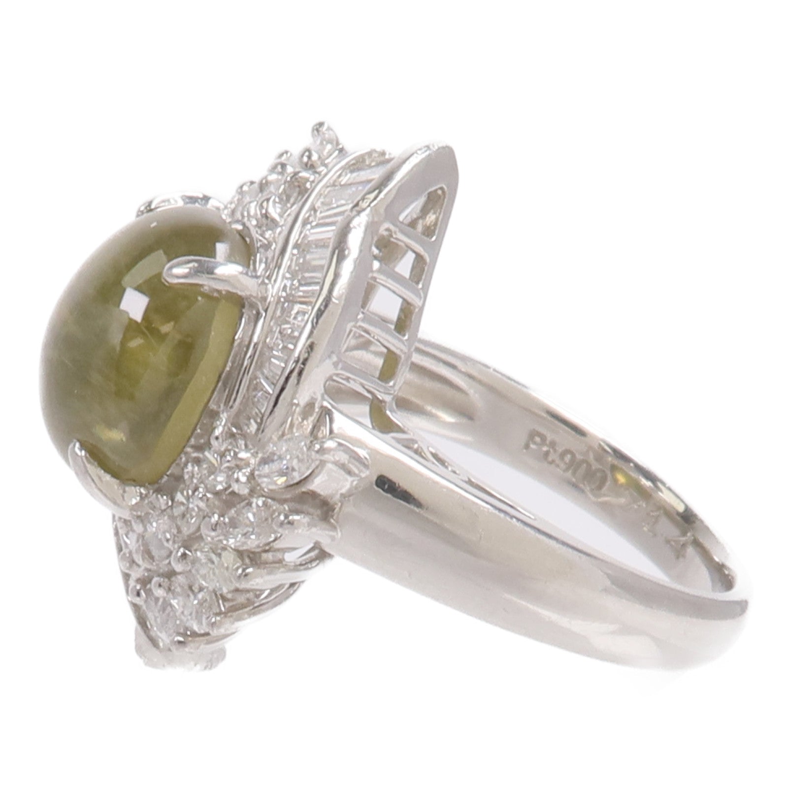 JEWELRY PT900鉑金Cat's Eye Diamond Ring貓眼石鑽石戒指