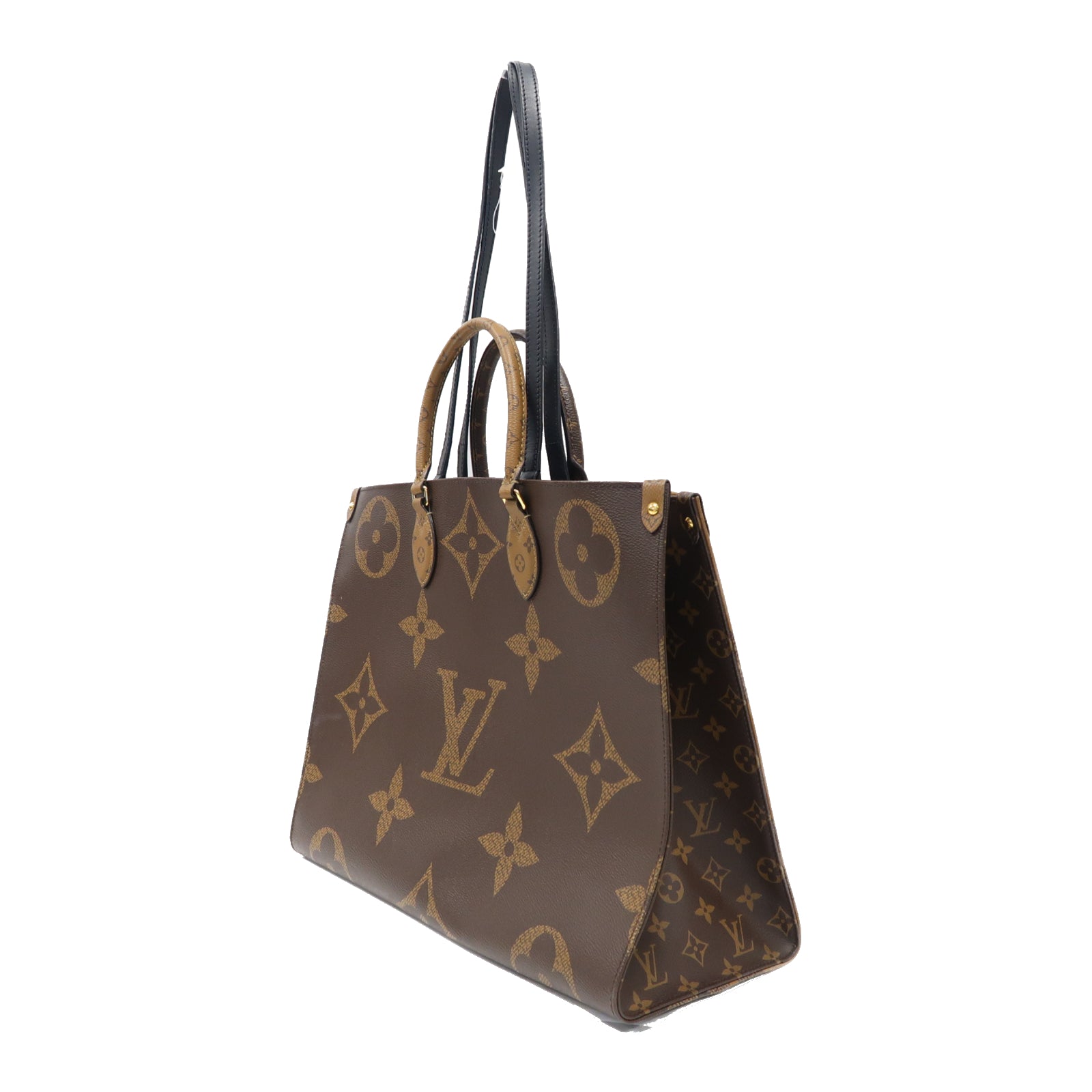 LOUIS VUITTON 【激減優惠】Monogram Giant Reverse On The Go GM金扣手挽肩背兩用袋啡色