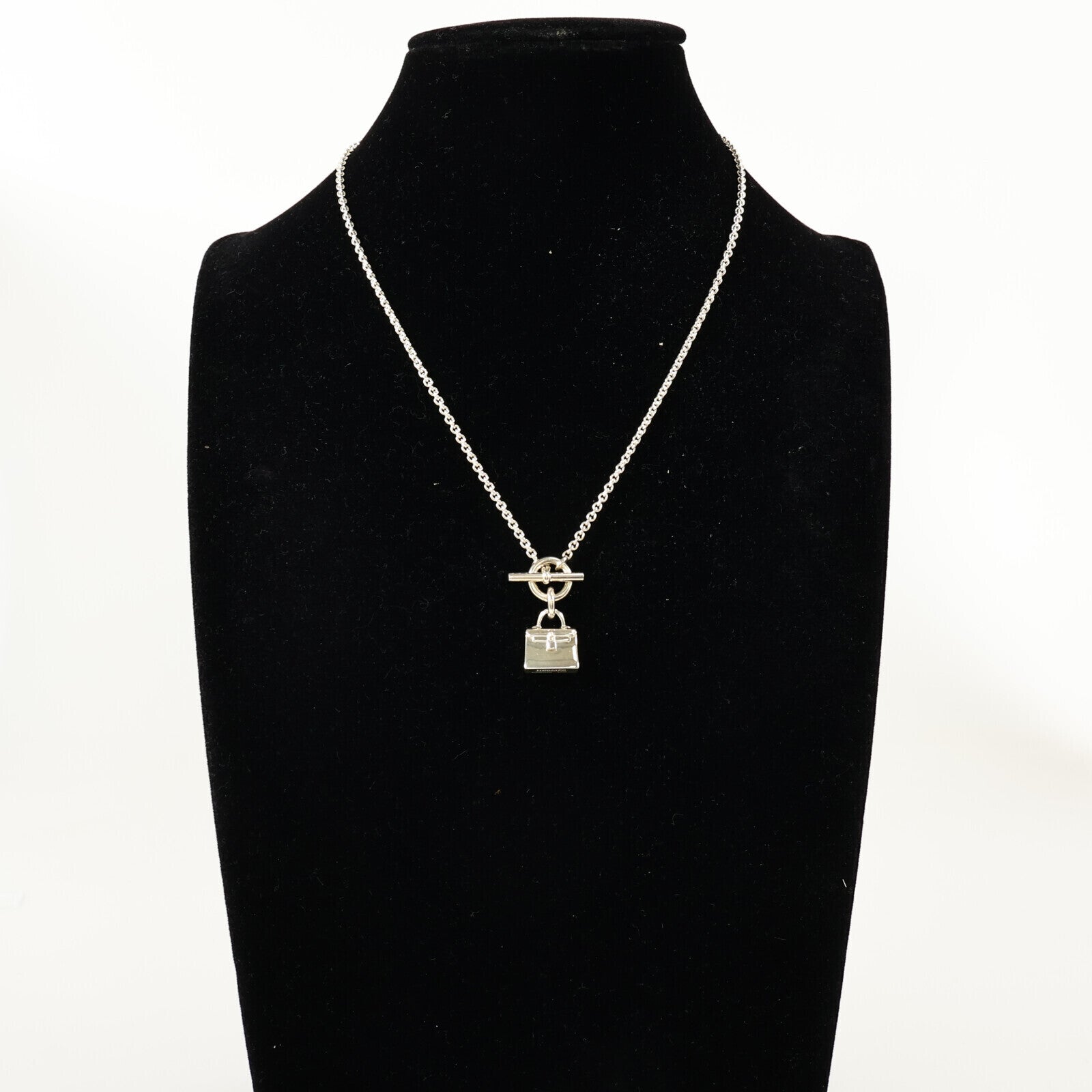 HERMES 925純銀Amulettes Kelly Pendant Necklace銀扣項鏈