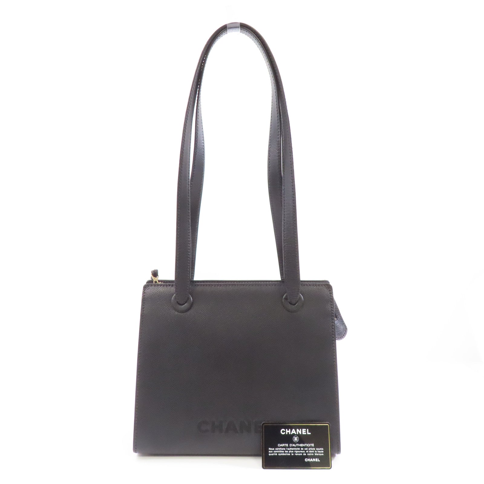 CHANEL 【激減優惠】牛皮皮革Vanity Tote Bag金扣肩背袋黑色