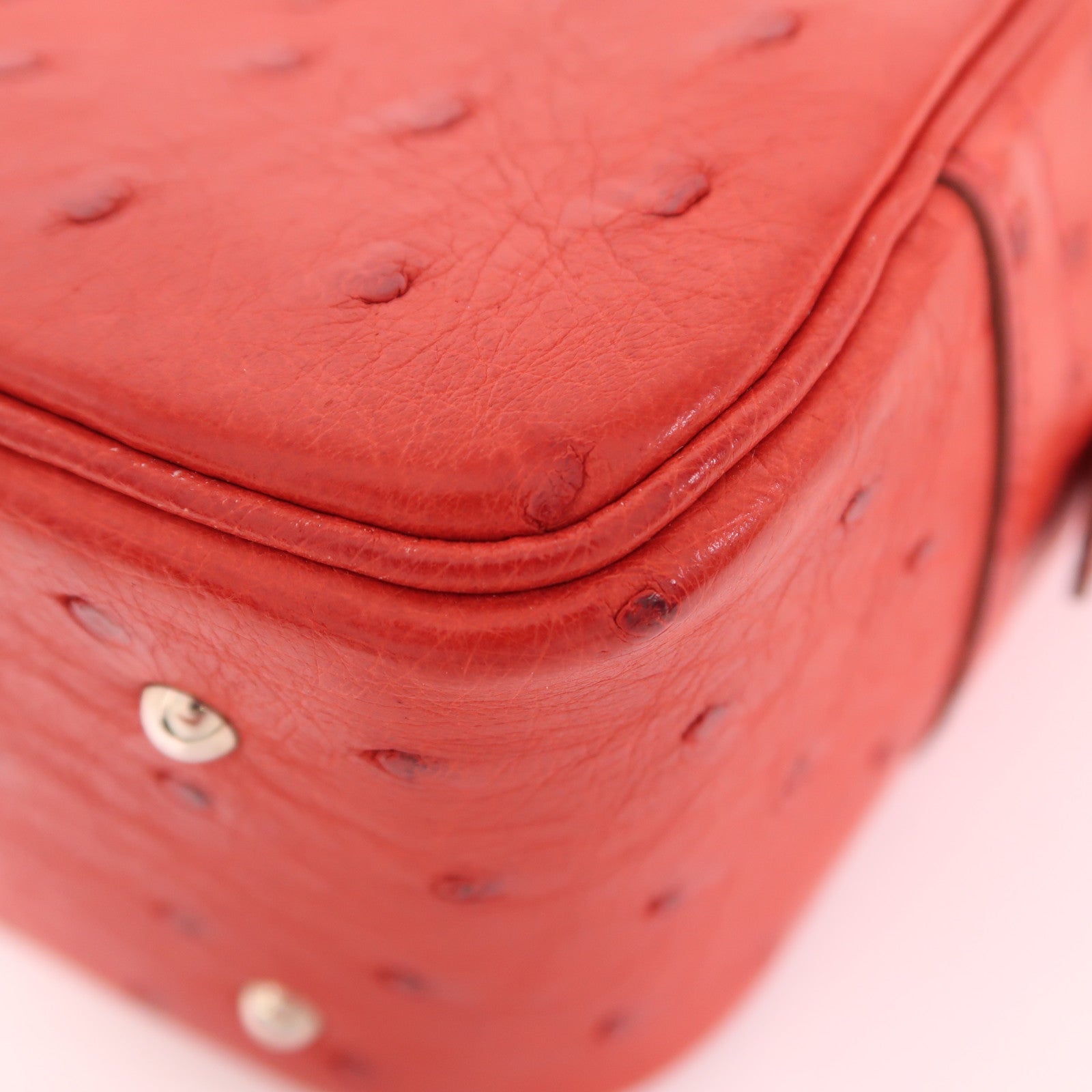 HERMES Ostrich皮革Plume Mini銀扣手挽袋