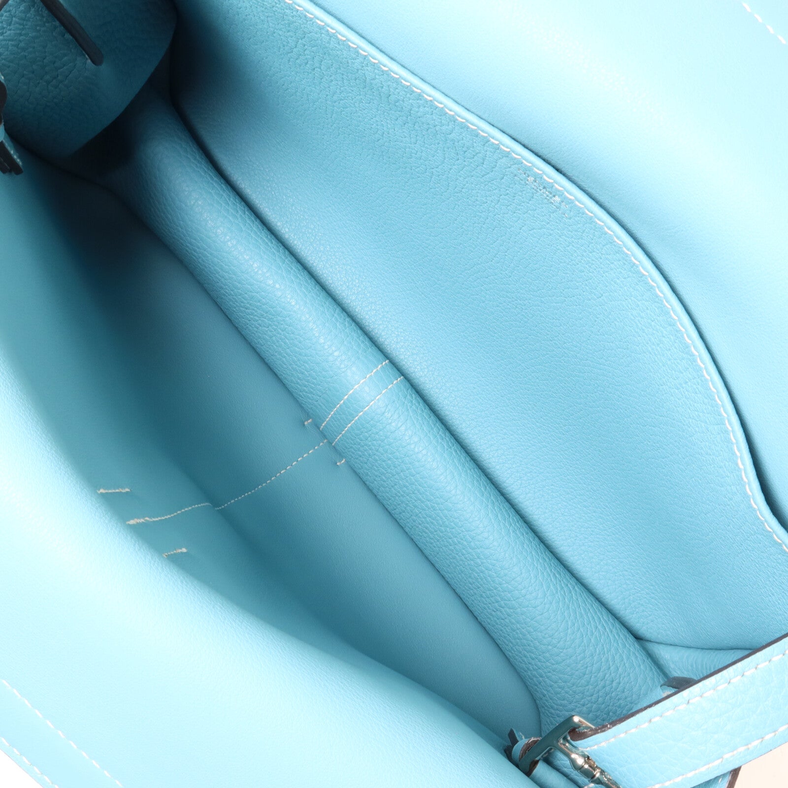 HERMES Clemence皮革Halzan 31手挽肩背兩用袋Bleu Saint Cyr