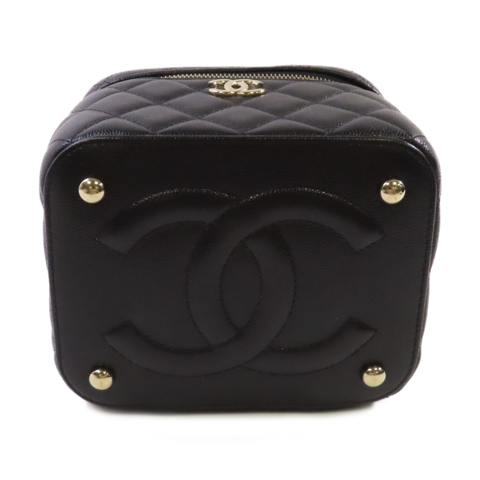 CHANEL 【激減優惠】菱格Caviar皮革Vanity Case 2Way Shoulder Bag金扣鏈帶手挽肩背兩用袋黑色