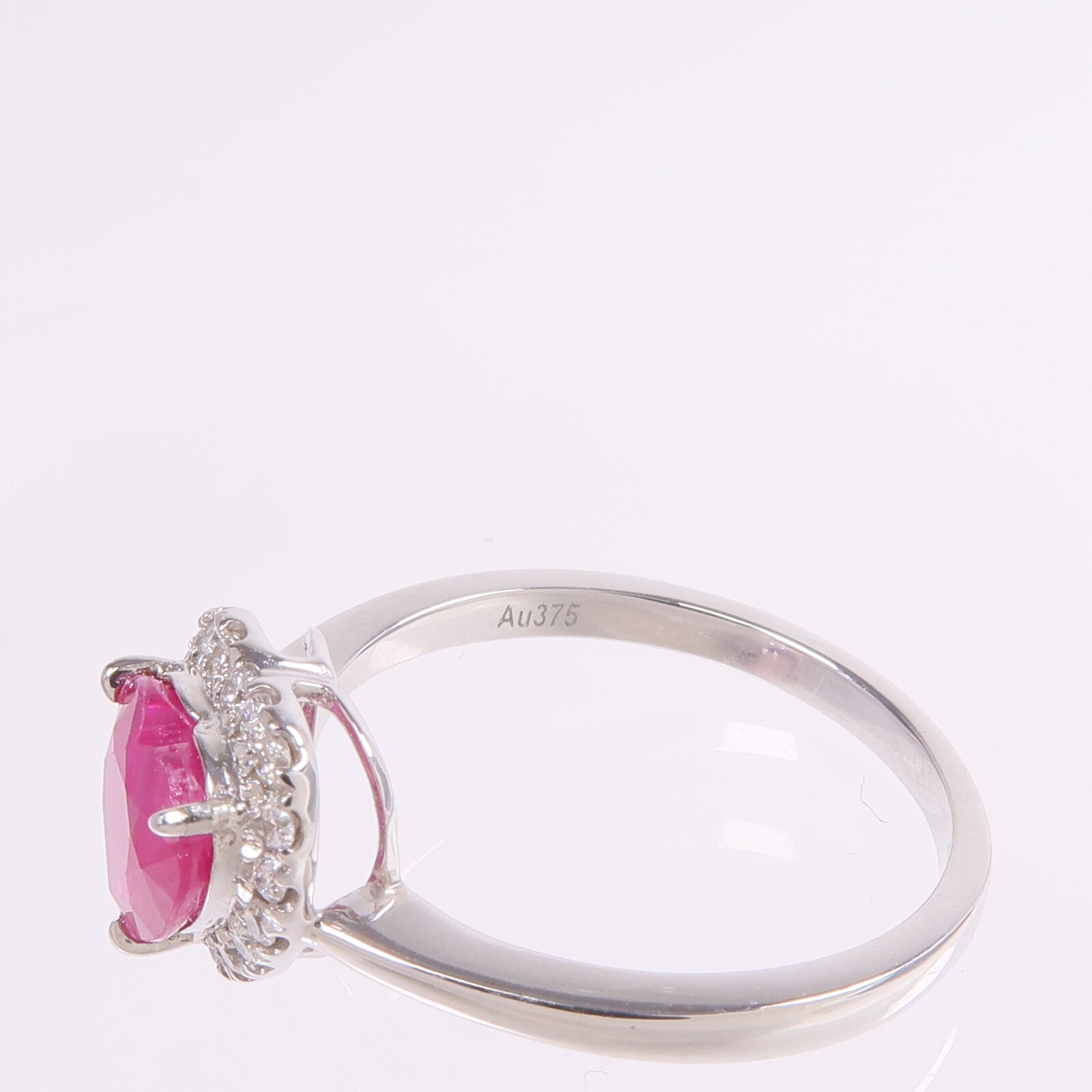 JEWELRY 9K白金Ruby Diamond Ring紅寶石/鑽石戒指US#6.75