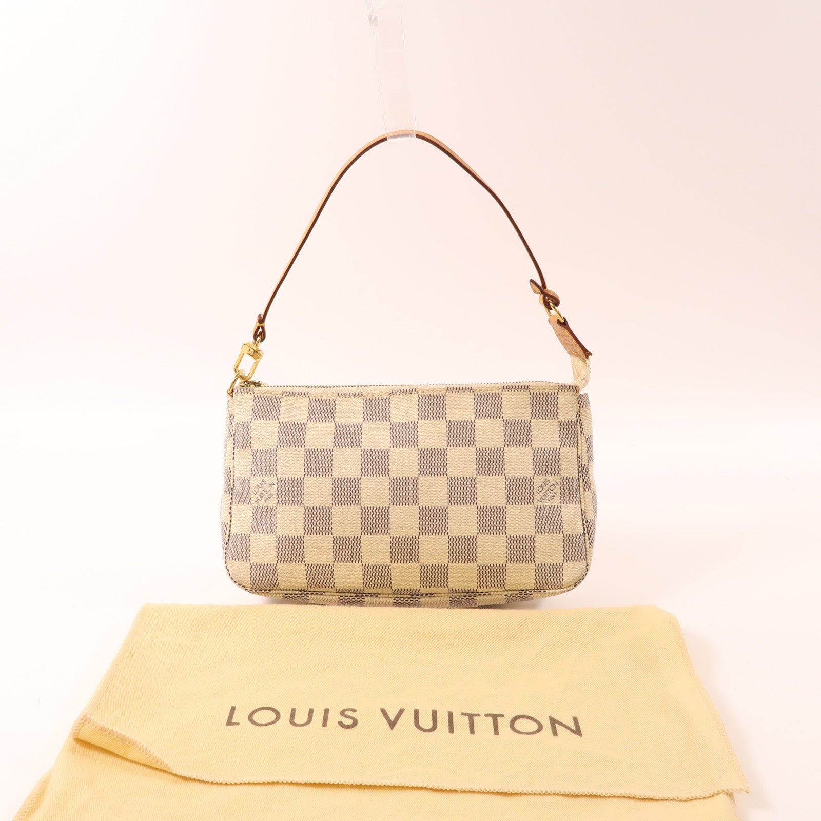 LOUIS VUITTON 【激減優惠】Damier Azur Pochette Accessoires Bag金扣肩背袋白色