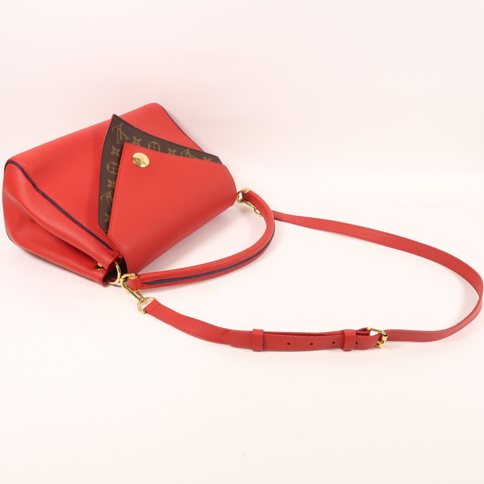 LOUIS VUITTON Monogram Double V金扣手挽肩背兩用袋