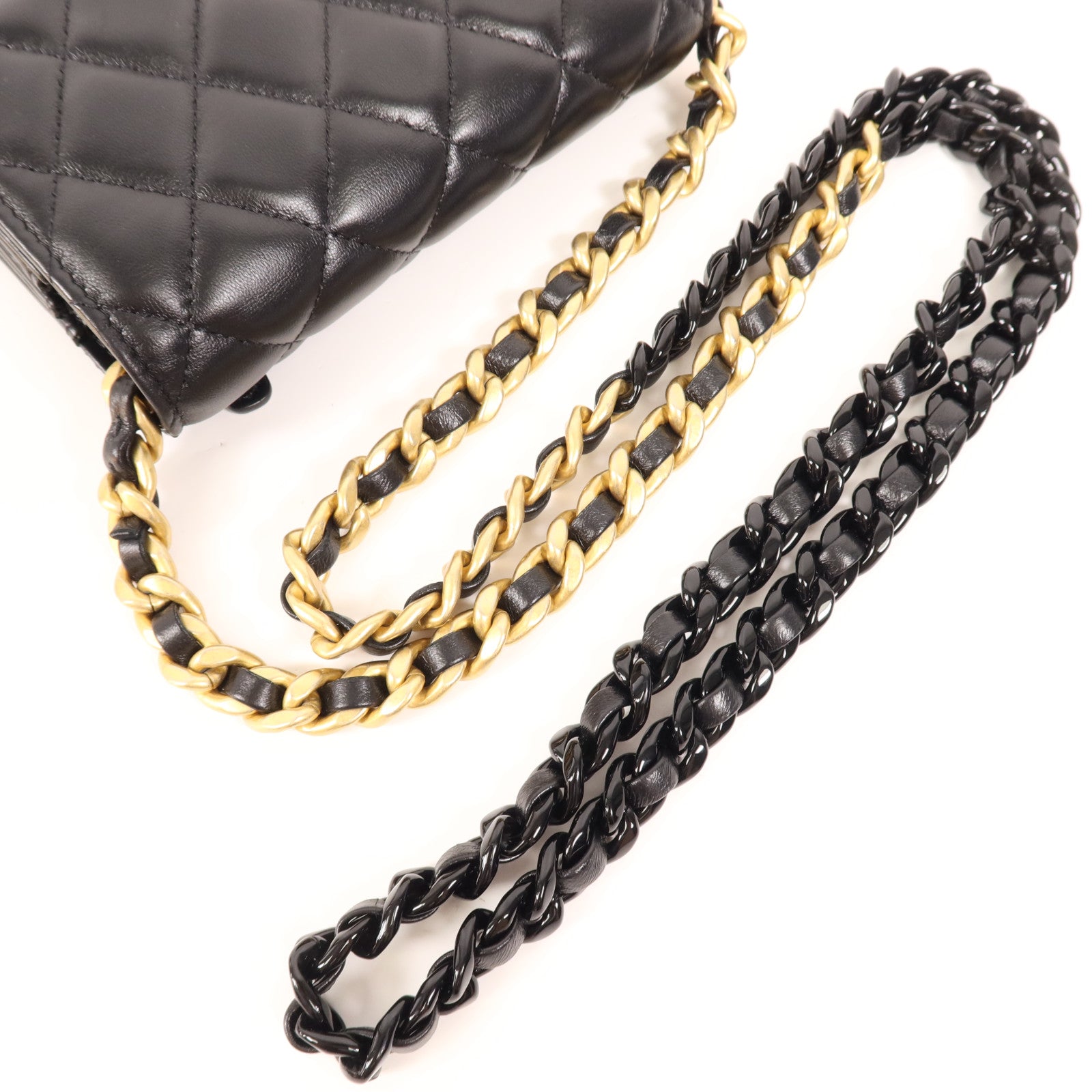 CHANEL 羊皮皮革Mini WOC金扣鏈帶肩背袋