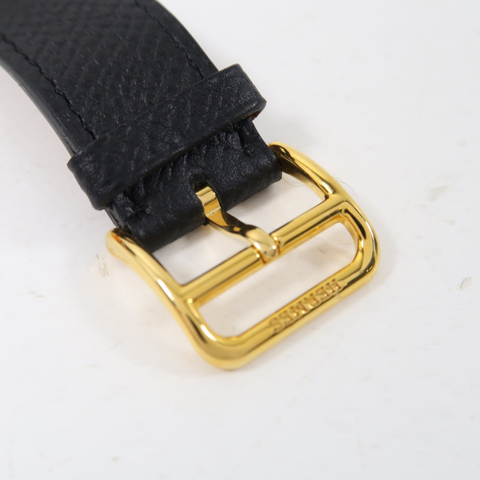 HERMES 皮革Heure H Watch 25mm手錶石英機芯黑色/金色