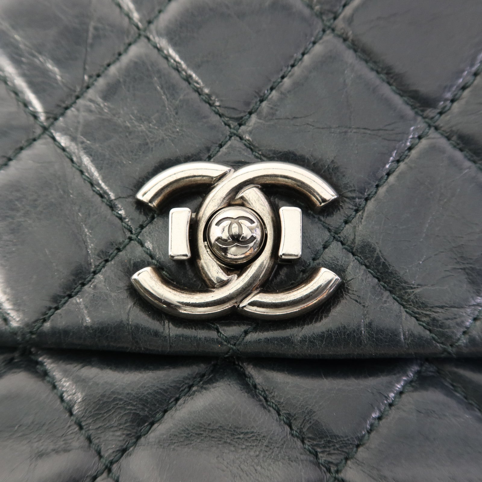 CHANEL 牛皮皮革Chain Shoulder Bag銀扣鏈帶肩背袋