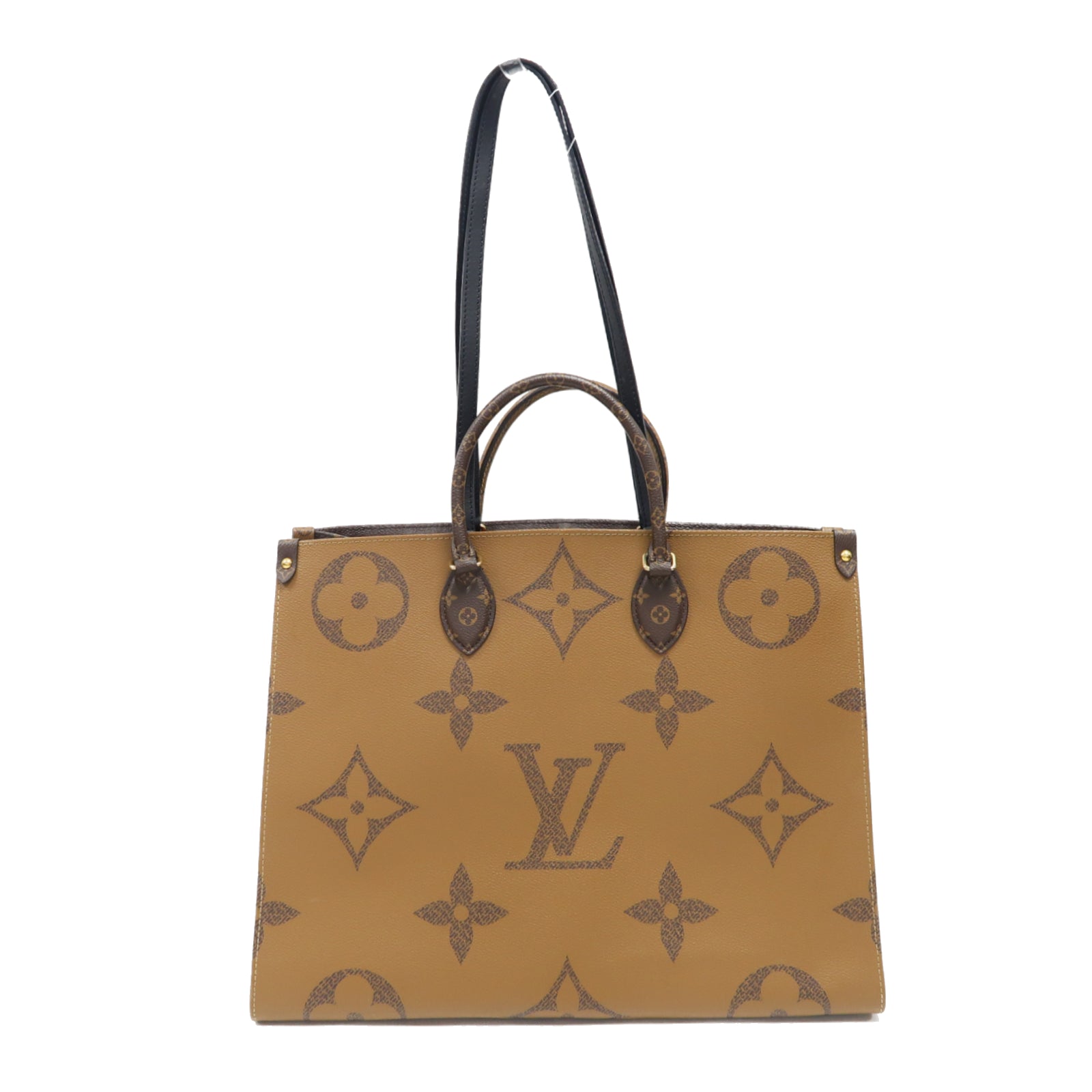 LOUIS VUITTON 【激減優惠】Monogram Giant Reverse On The Go GM金扣手挽肩背兩用袋啡色