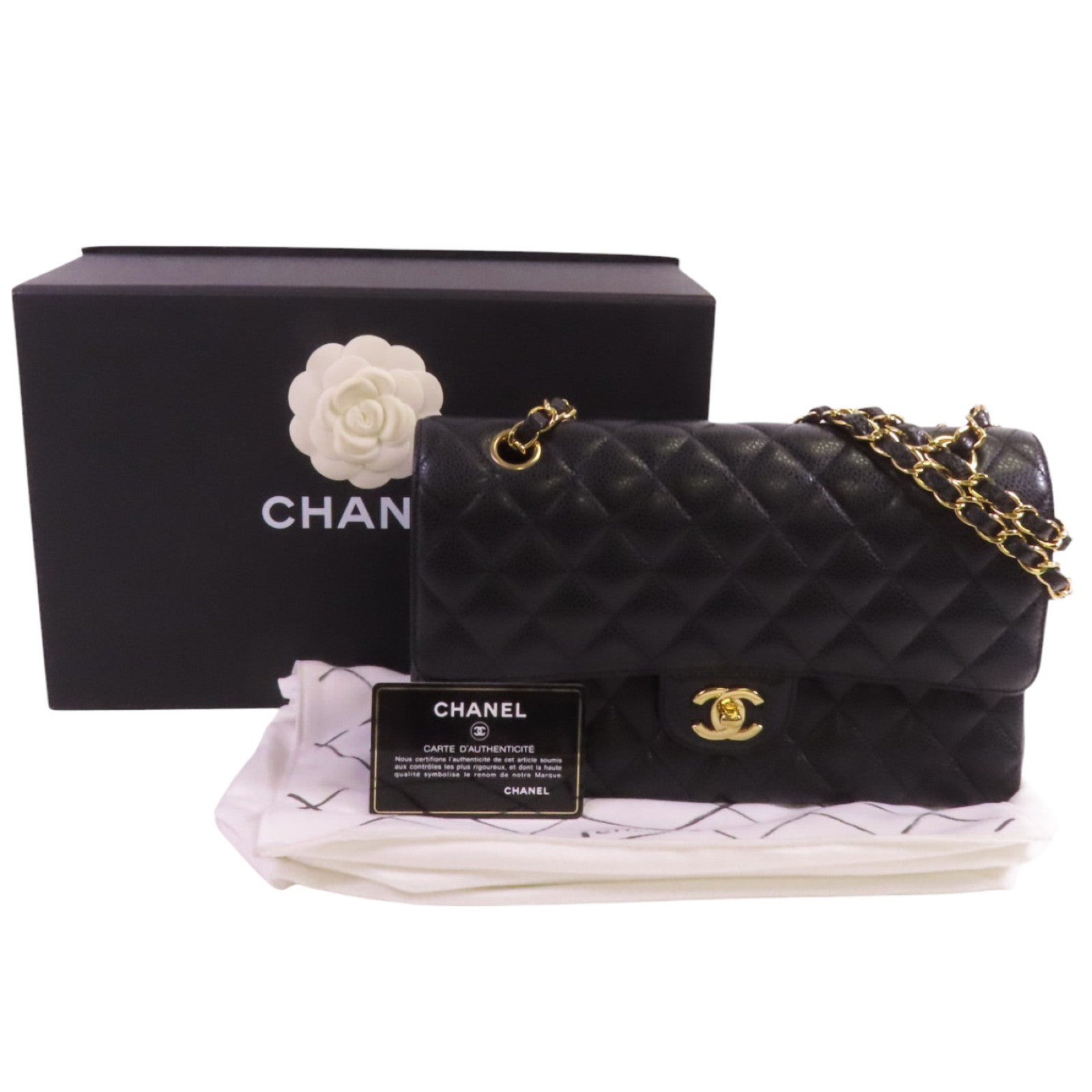 CHANEL 牛皮皮革Classic 25金扣鏈帶肩背袋