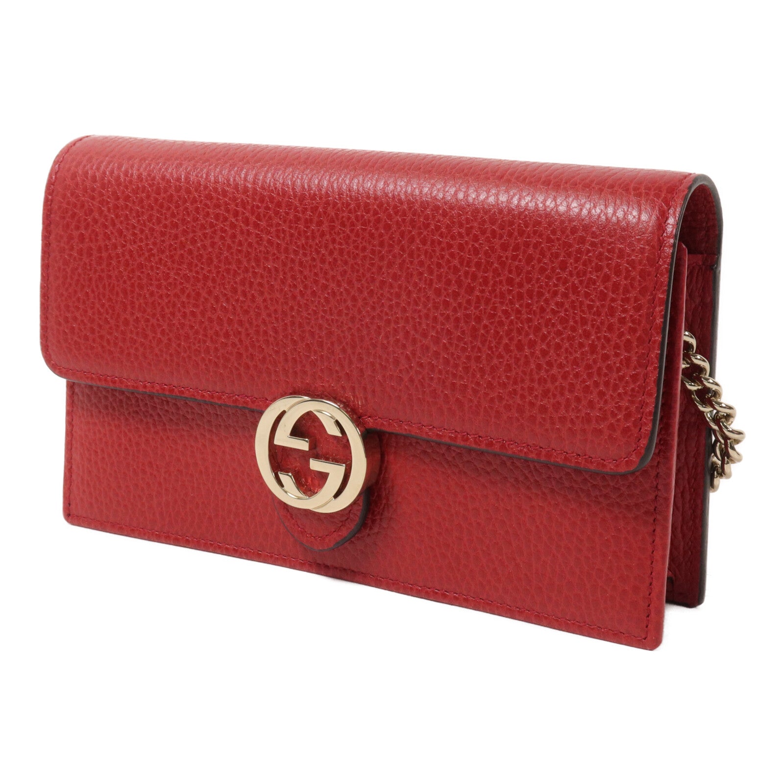 GUCCI 牛皮皮革Interlocking G Wallet On Chain鏈帶肩背袋