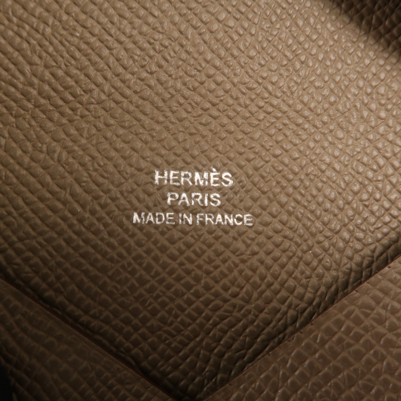 HERMES Epsom皮革Calvi Card Case銀扣卡套Etoupe