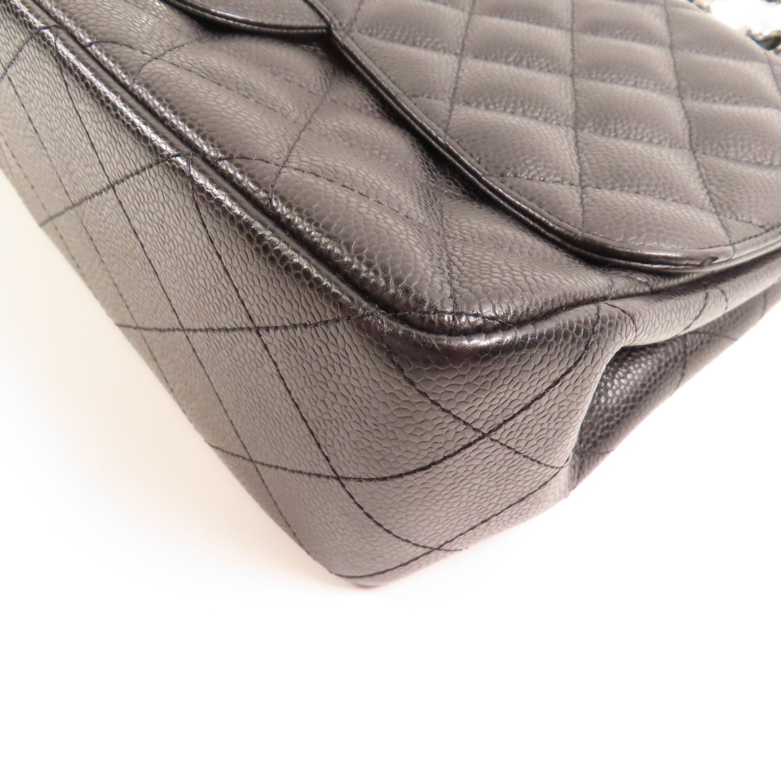 CHANEL 牛皮皮革Large Classic Single Flap銀扣鏈帶肩背袋