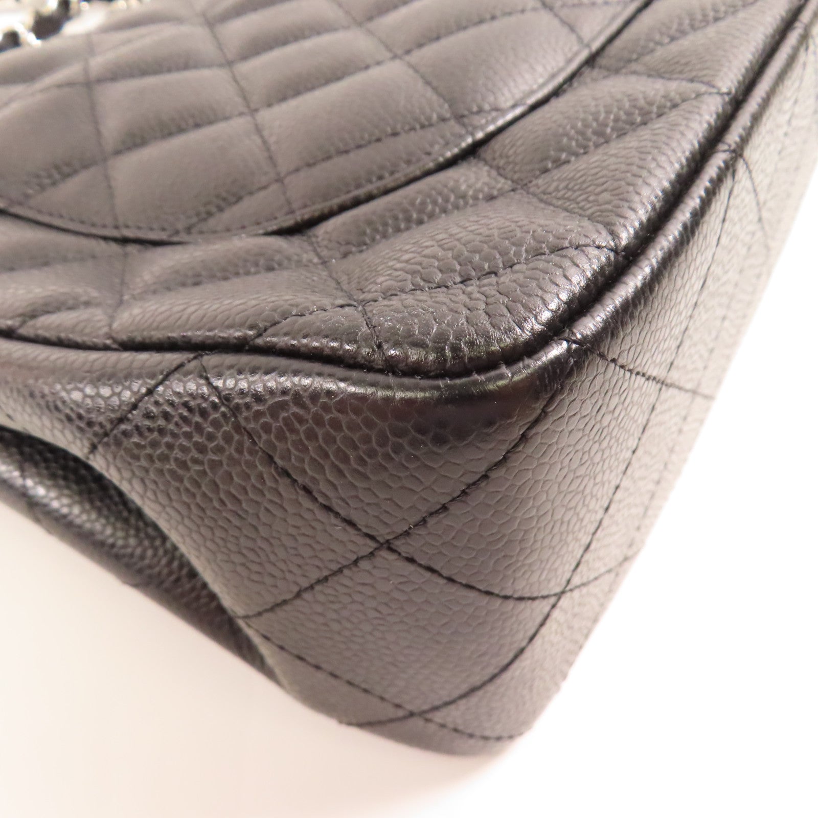 CHANEL 牛皮皮革Large Classic Single Flap銀扣鏈帶肩背袋