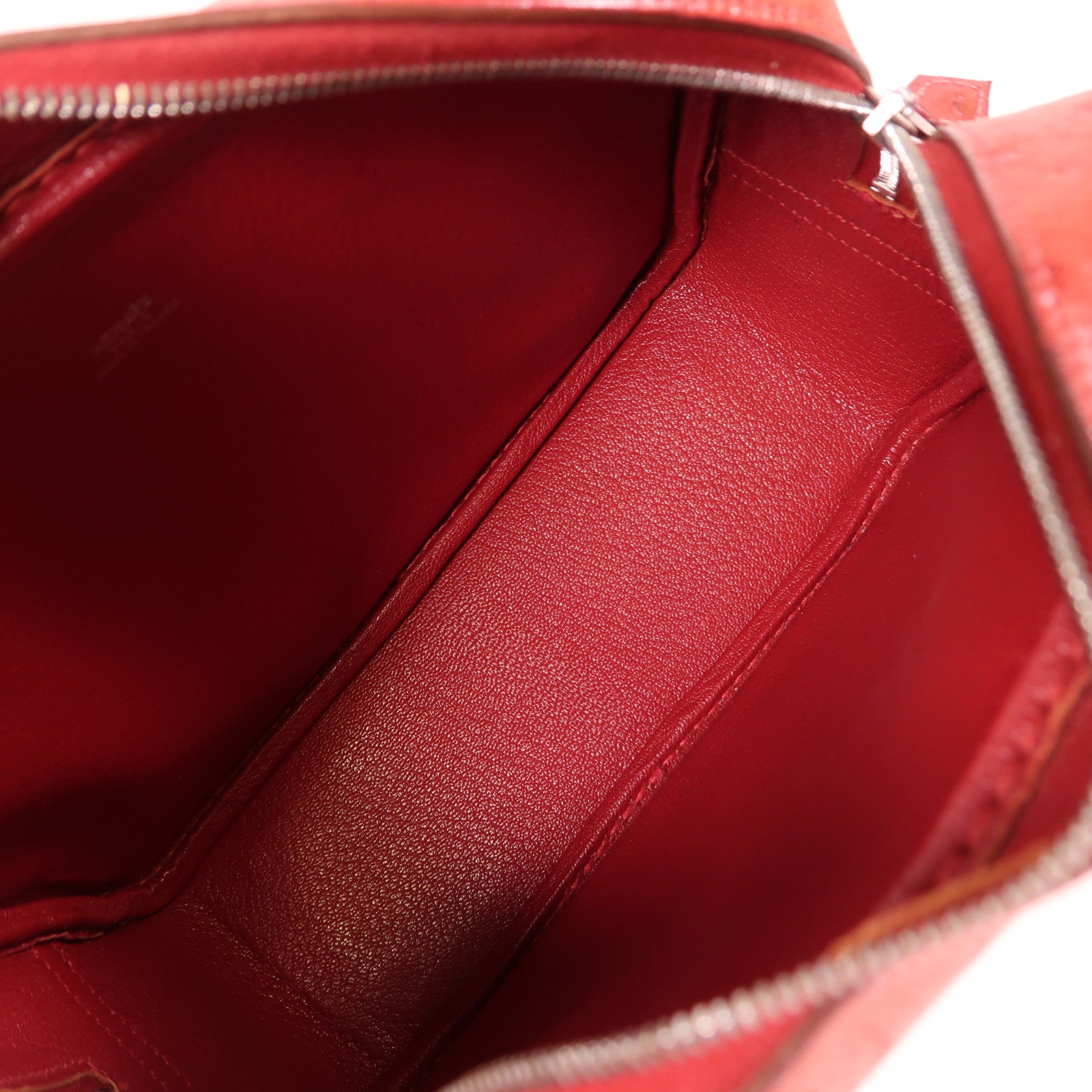 HERMES Ostrich皮革Plume Mini銀扣手挽袋