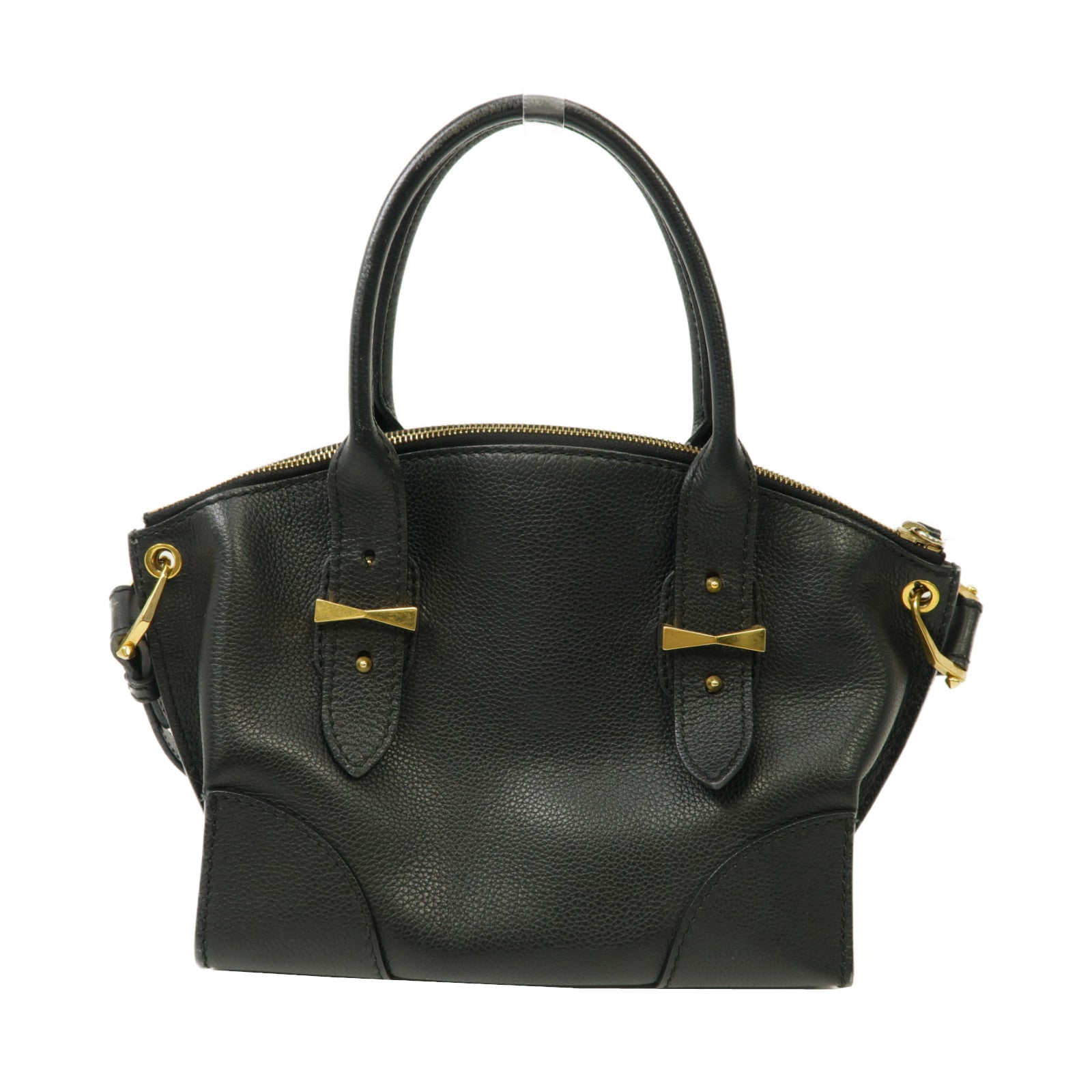 Alexander McQueen 牛皮皮革Alexander Mcqueen金扣手挽肩背兩用袋黑色