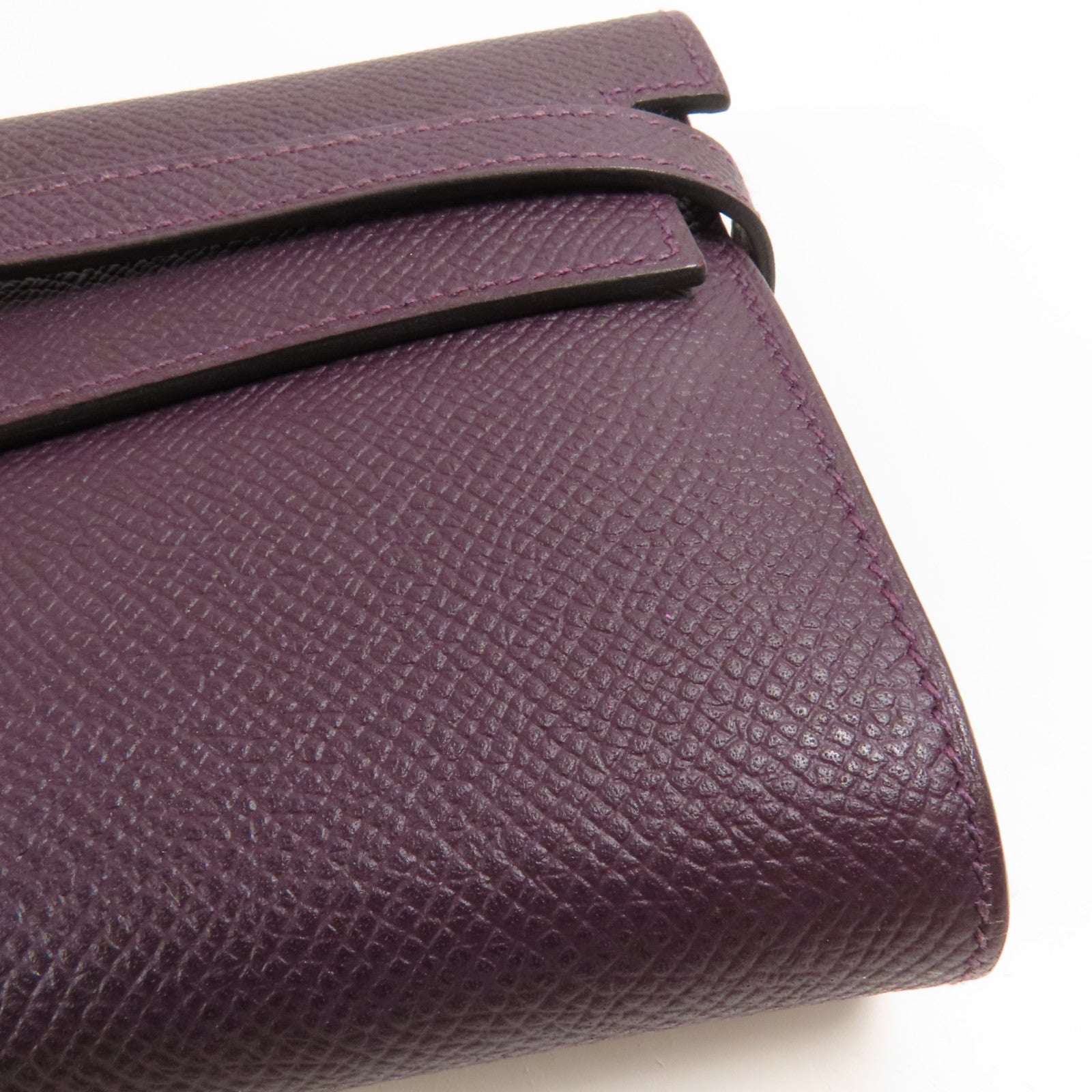 HERMES Epsom皮革Kelly Wallet金扣長錢包Rouge Sellier