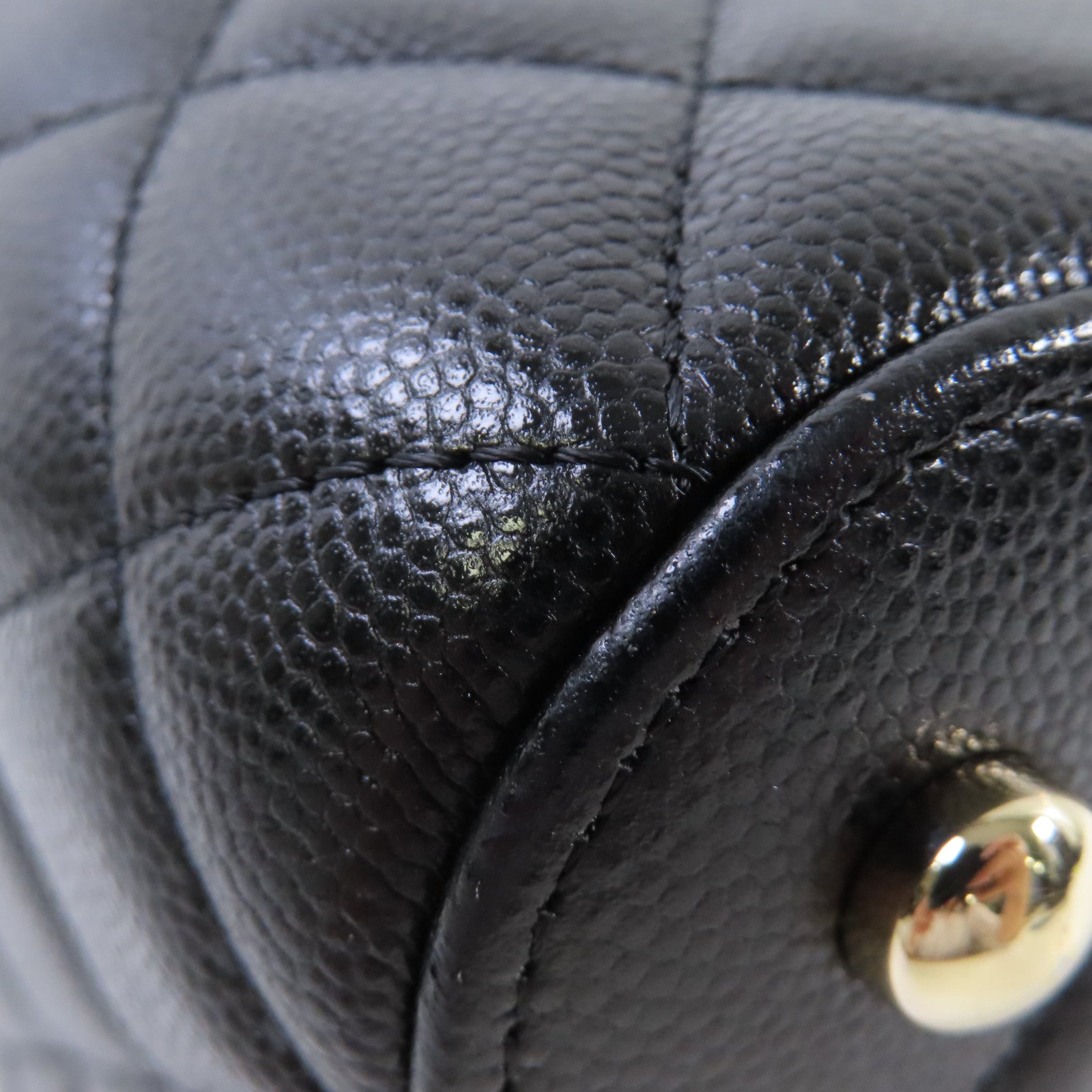 CHANEL 【激減優惠】菱格Caviar皮革Vanity Case 2Way Shoulder Bag金扣鏈帶手挽肩背兩用袋黑色