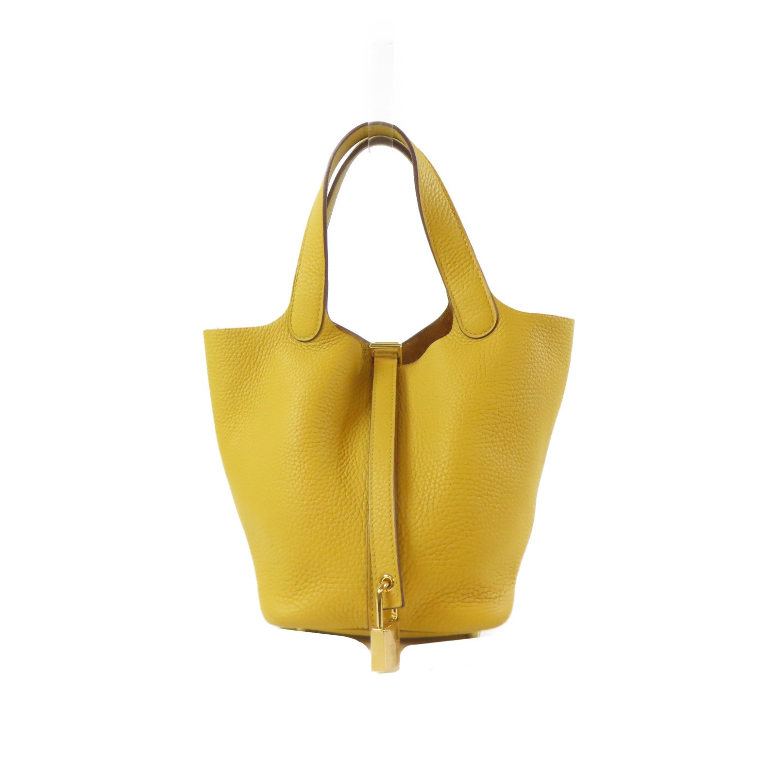 HERMES 【激減優惠】Taurillon Clemence皮革Picotin PM Tote Bag 金扣手挽袋Jaune Ambre