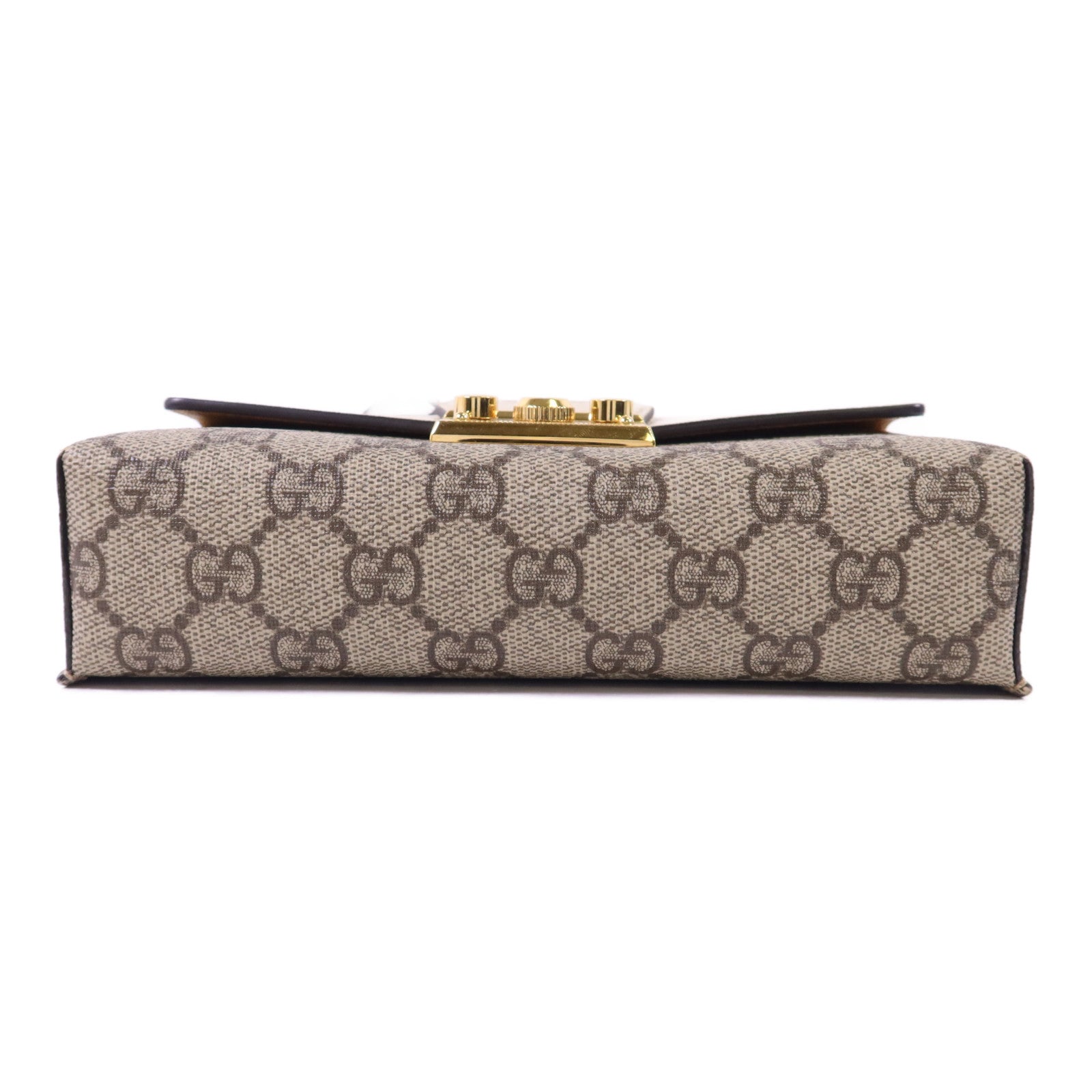 GUCCI 塗層帆布GG Supreme Mini Padlock Bag金扣手挽肩背兩用袋
